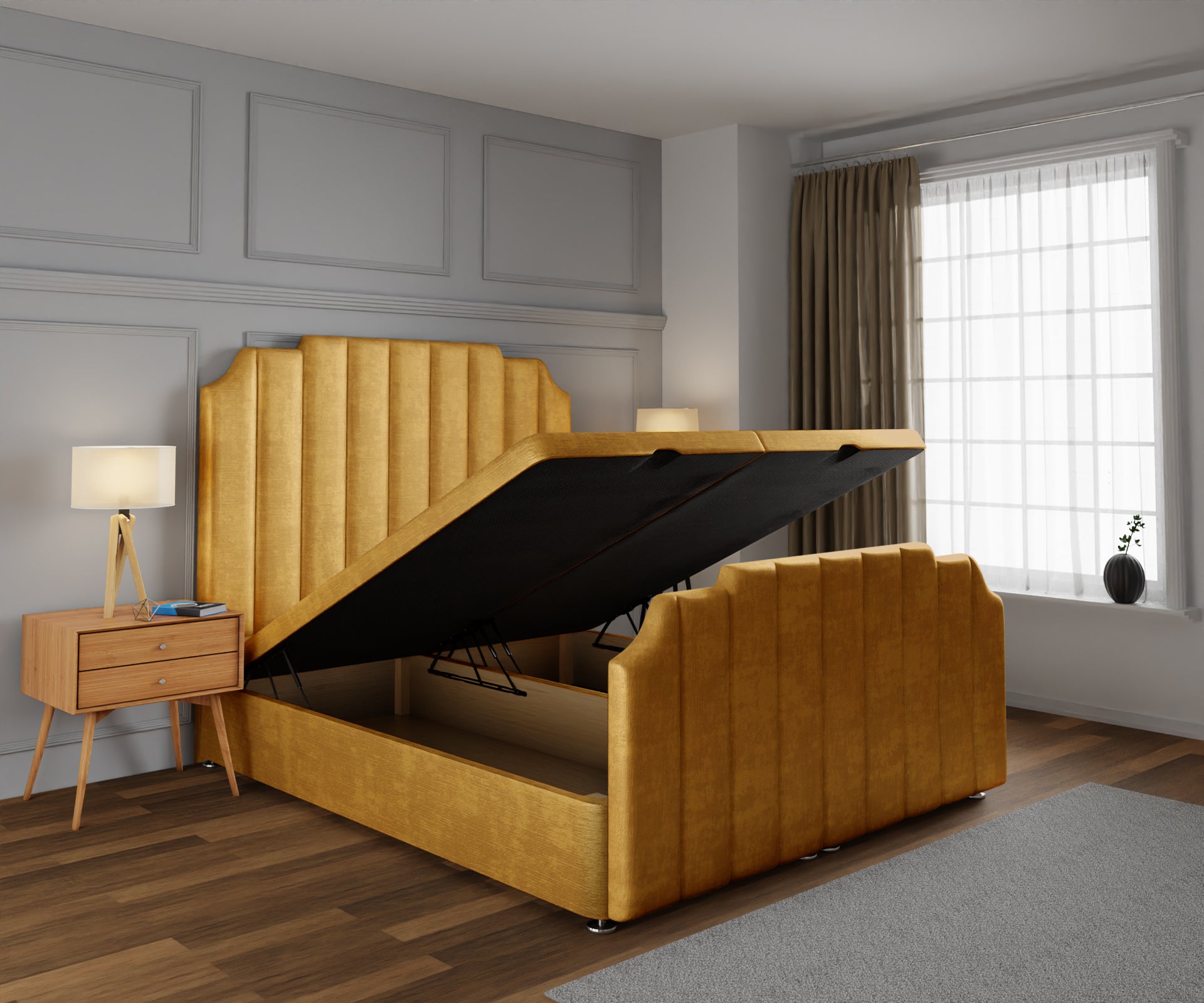 Hampton Ottoman Storage Divan Bed Base And Headboard With Footboard