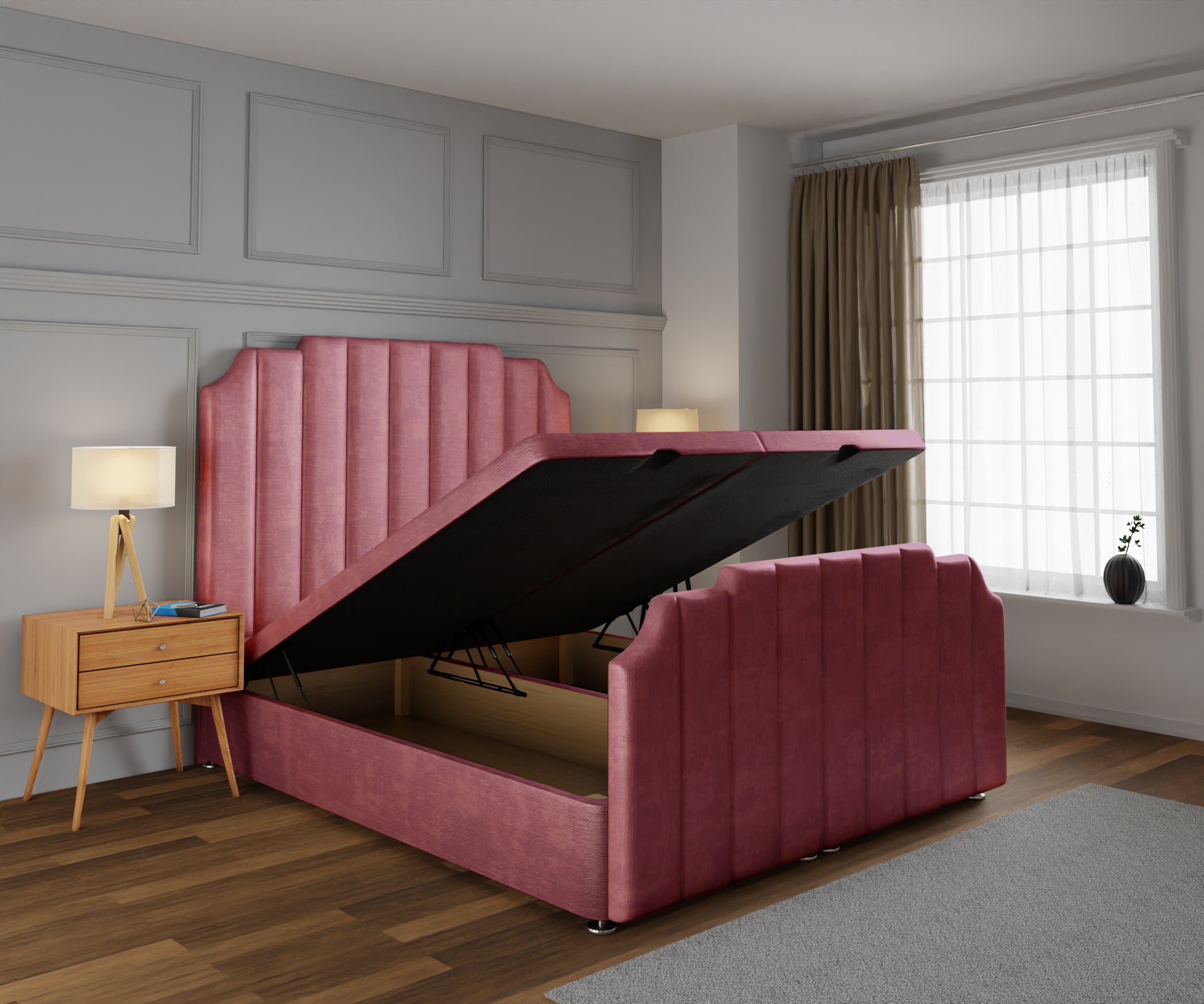 Hampton Ottoman Storage Divan Bed Base And Headboard With Footboard
