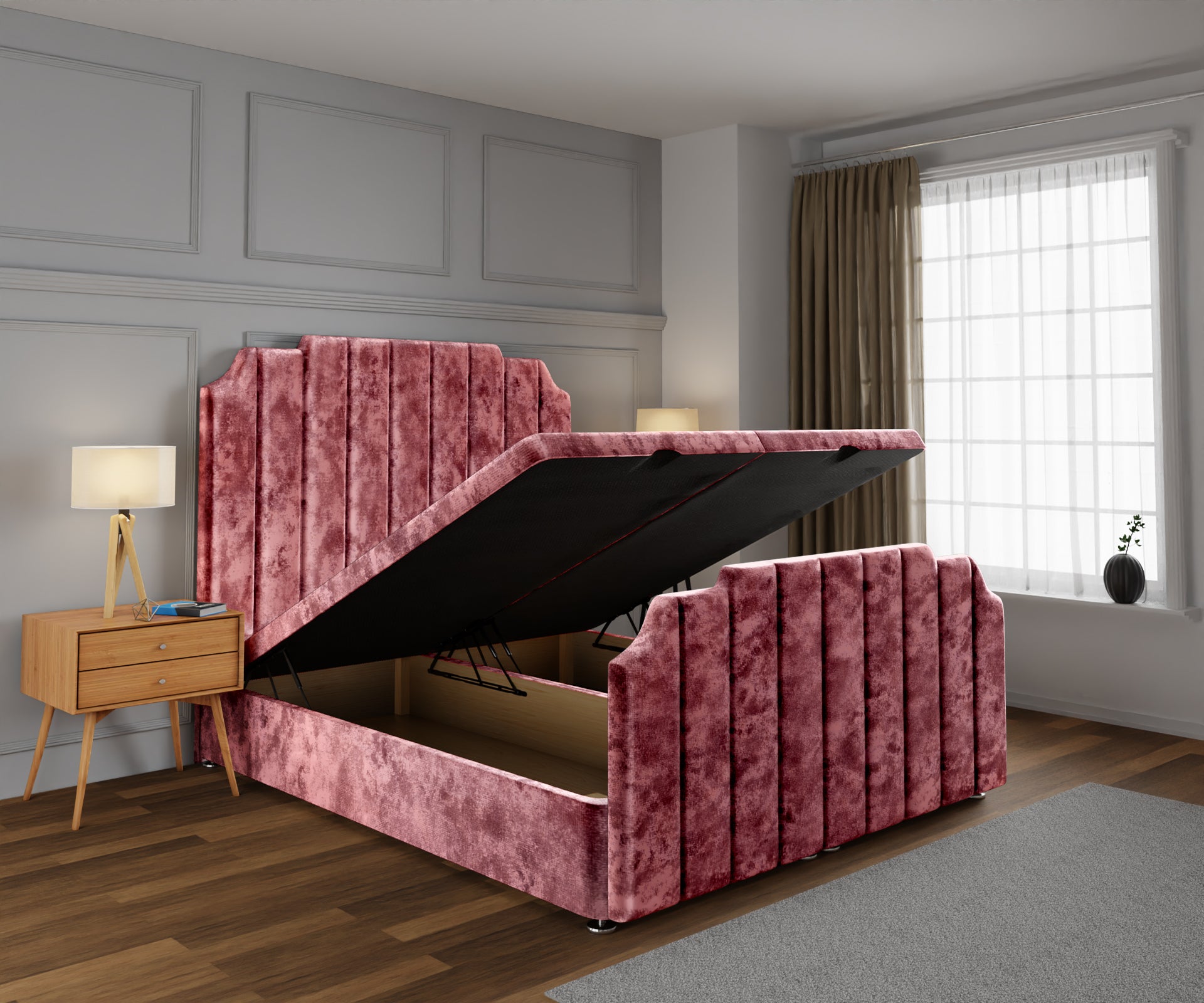 Hampton Ottoman Storage Divan Bed Base And Headboard With Footboard