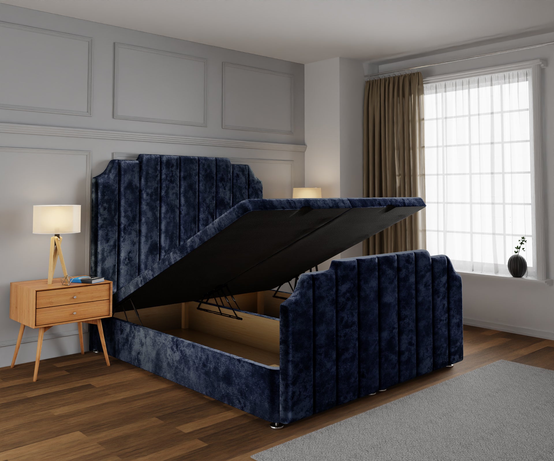 Hampton Ottoman Storage Divan Bed Base And Headboard With Footboard