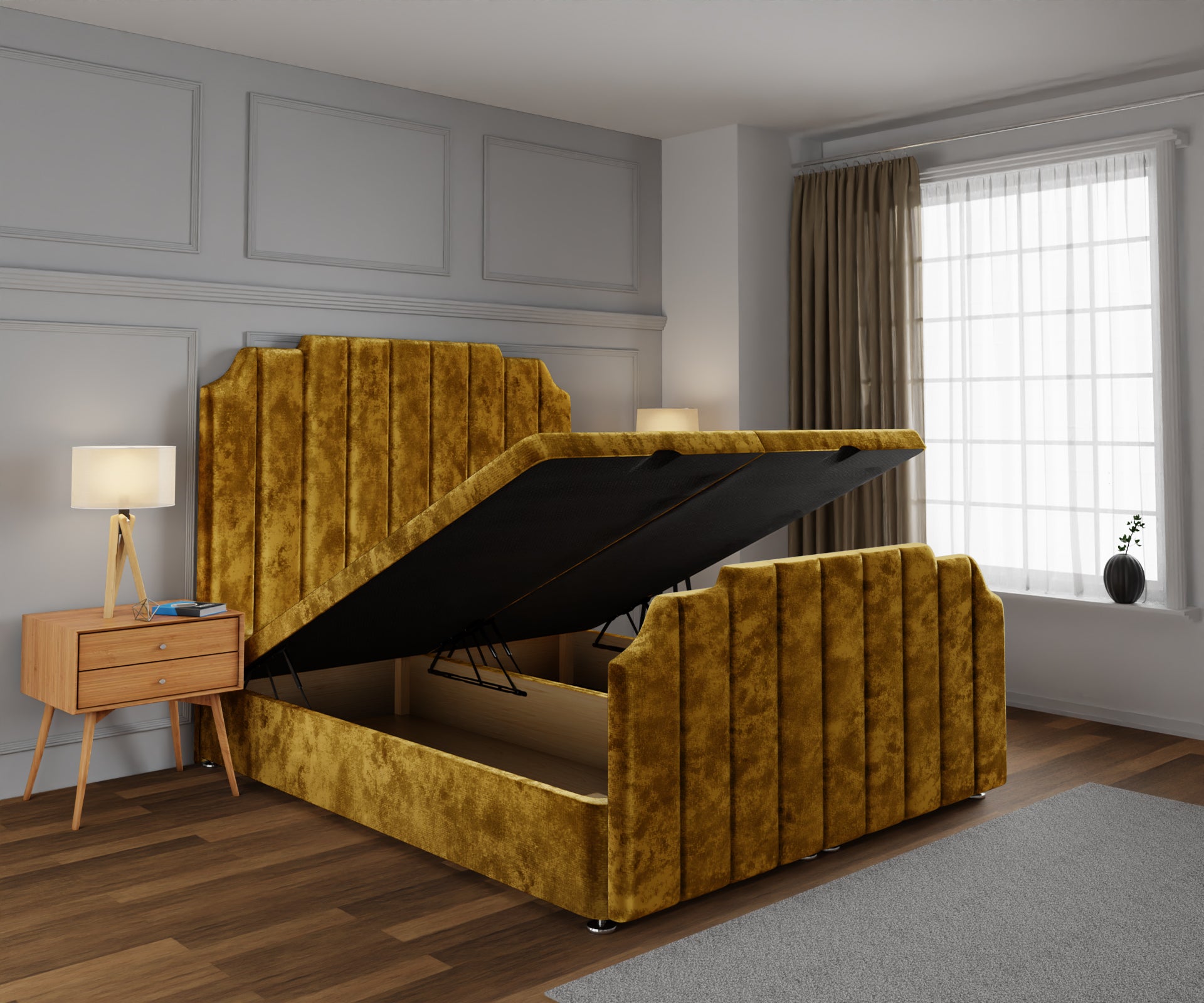 Hampton Ottoman Storage Divan Bed Base And Headboard With Footboard