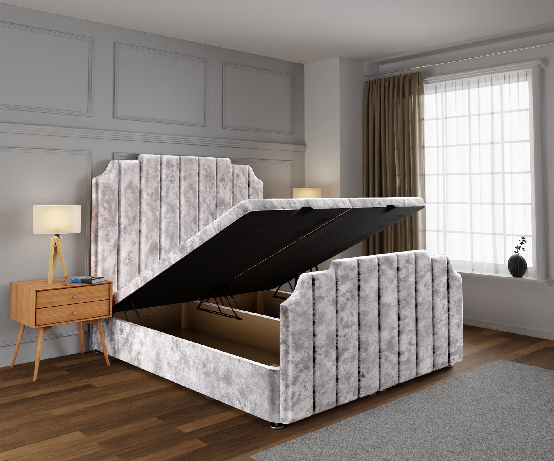 Hampton Ottoman Storage Divan Bed Base And Headboard With Footboard