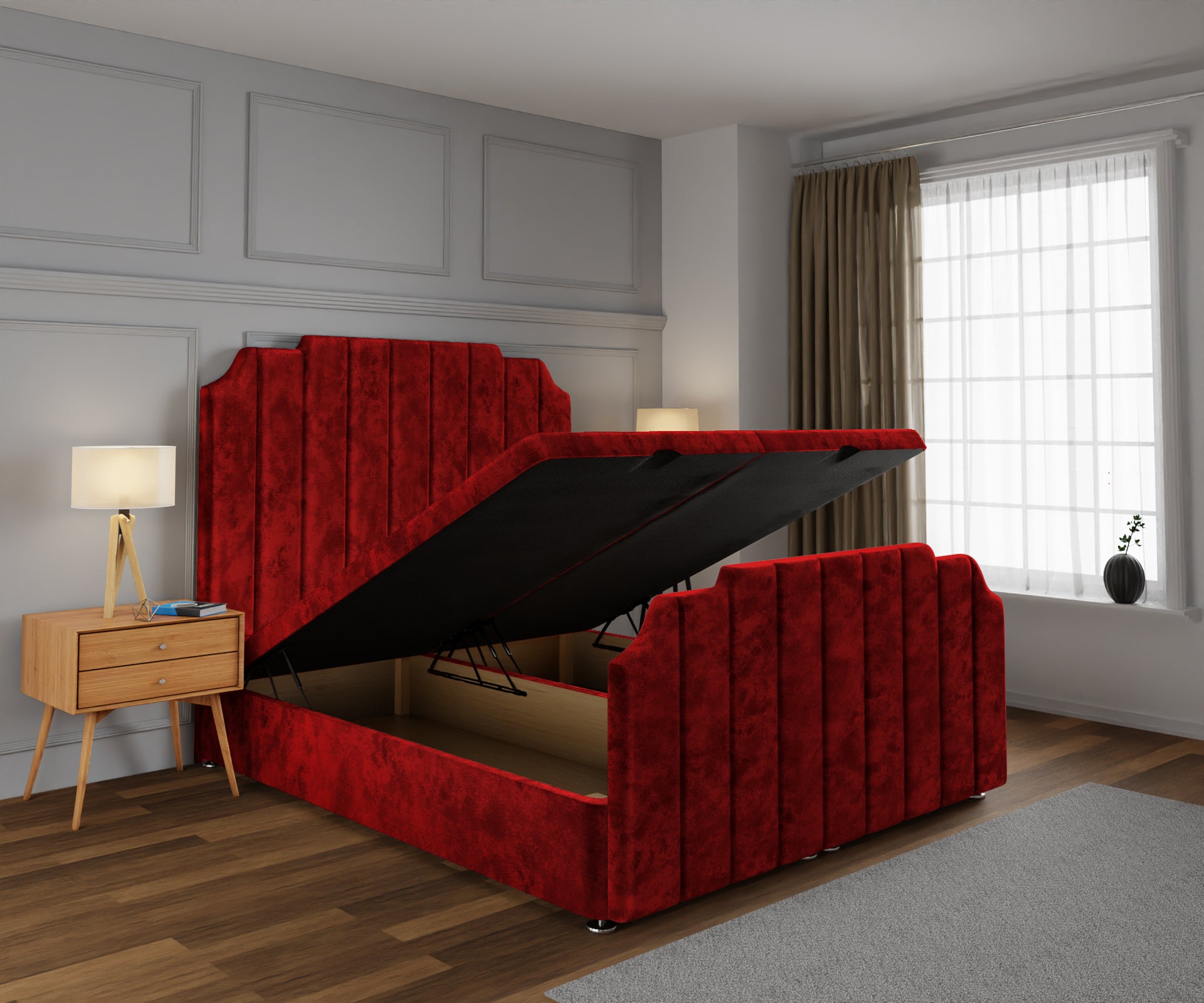 Hampton Ottoman Storage Divan Bed Base And Headboard With Footboard
