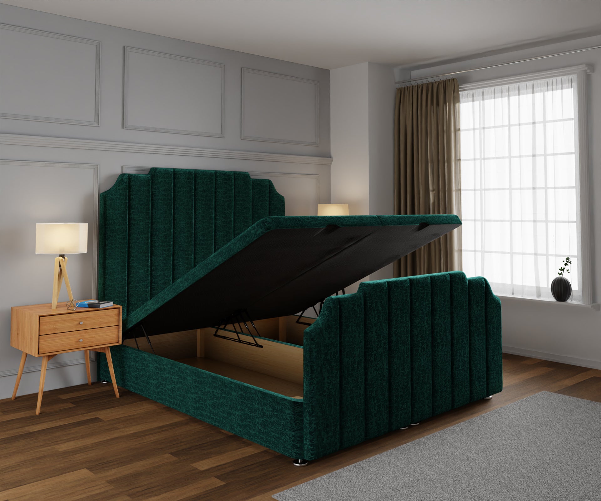 Hampton Ottoman Storage Divan Bed Base And Headboard With Footboard