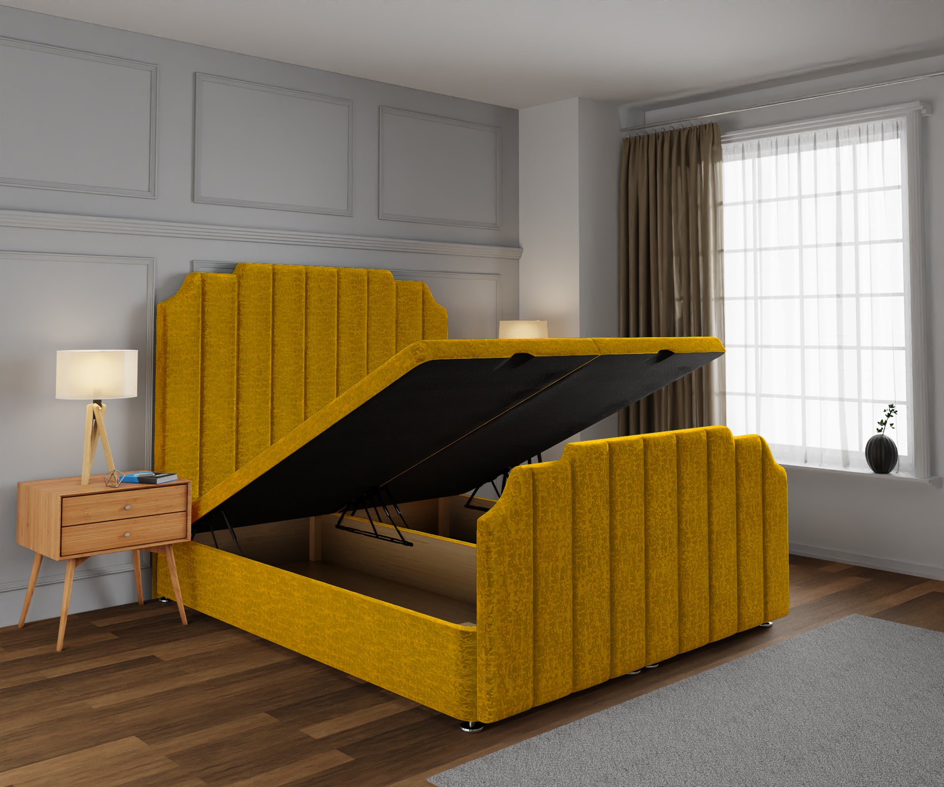 Hampton Ottoman Storage Divan Bed Base And Headboard With Footboard