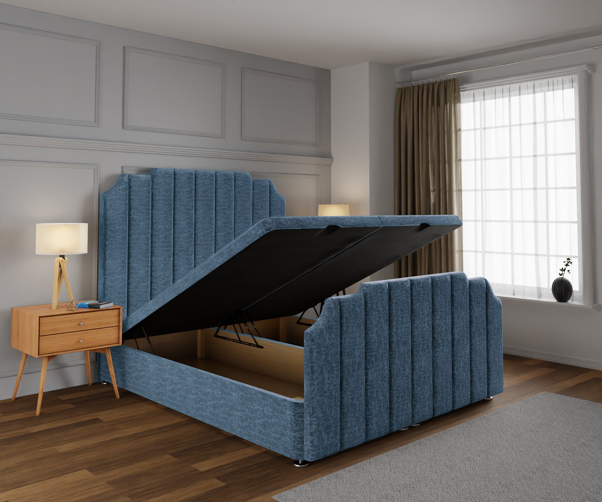 Hampton Ottoman Storage Divan Bed Base And Headboard With Footboard