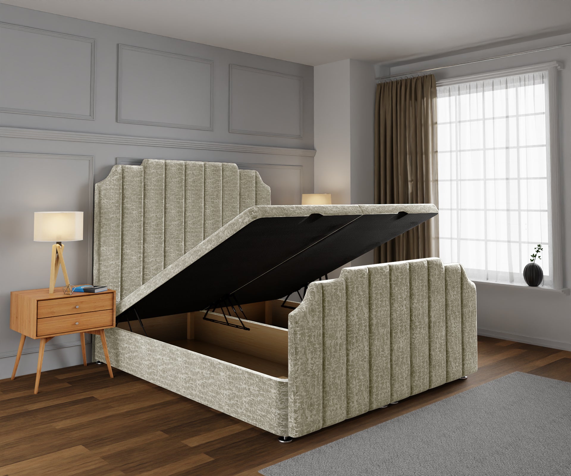 Hampton Ottoman Storage Divan Bed Base And Headboard With Footboard