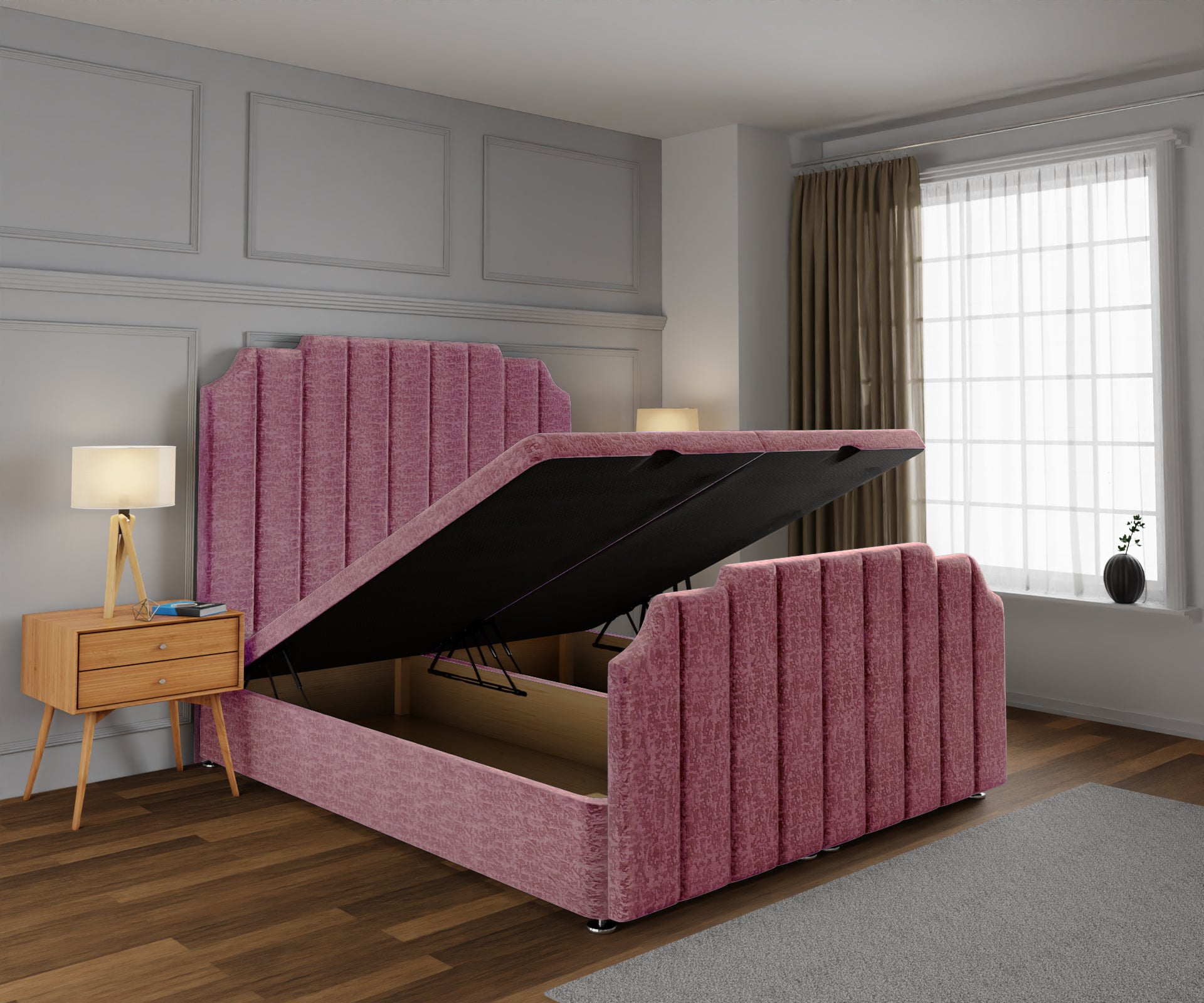 Hampton Ottoman Storage Divan Bed Base And Headboard With Footboard