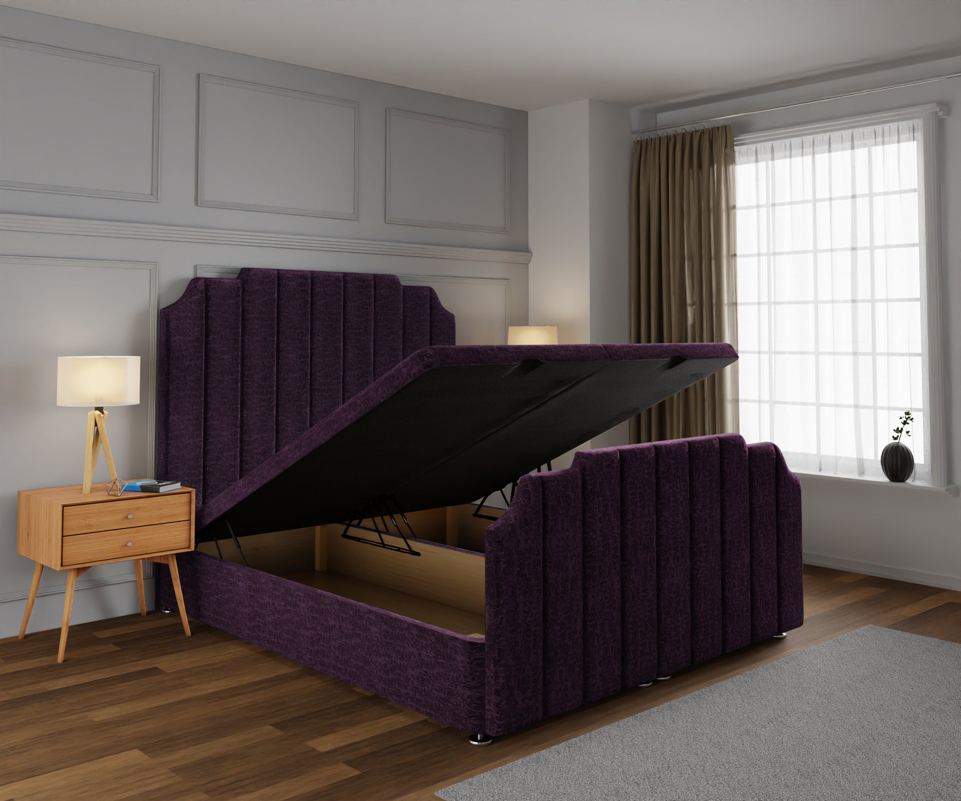 Hampton Ottoman Storage Divan Bed Base And Headboard With Footboard