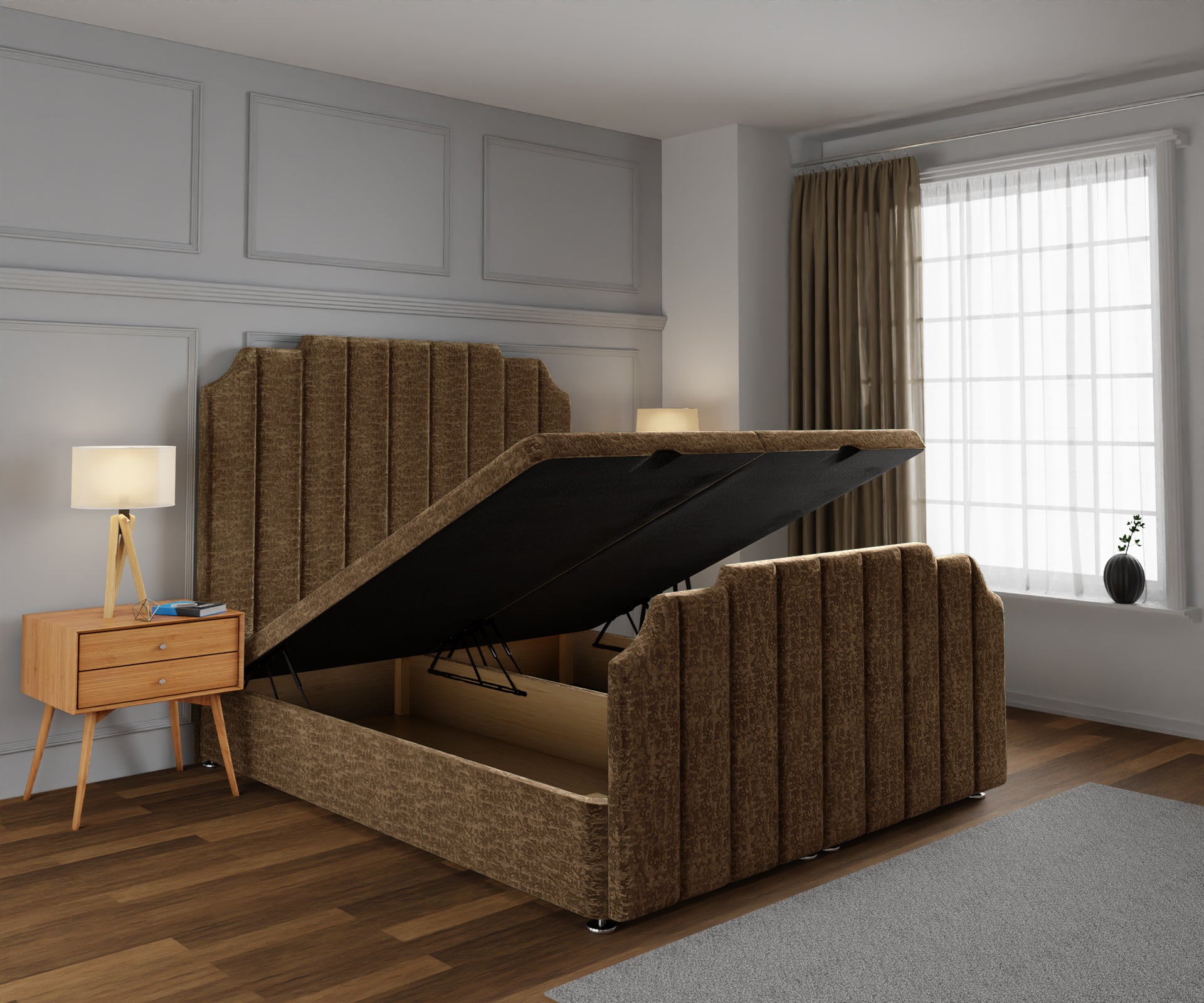 Hampton Ottoman Storage Divan Bed Base And Headboard With Footboard