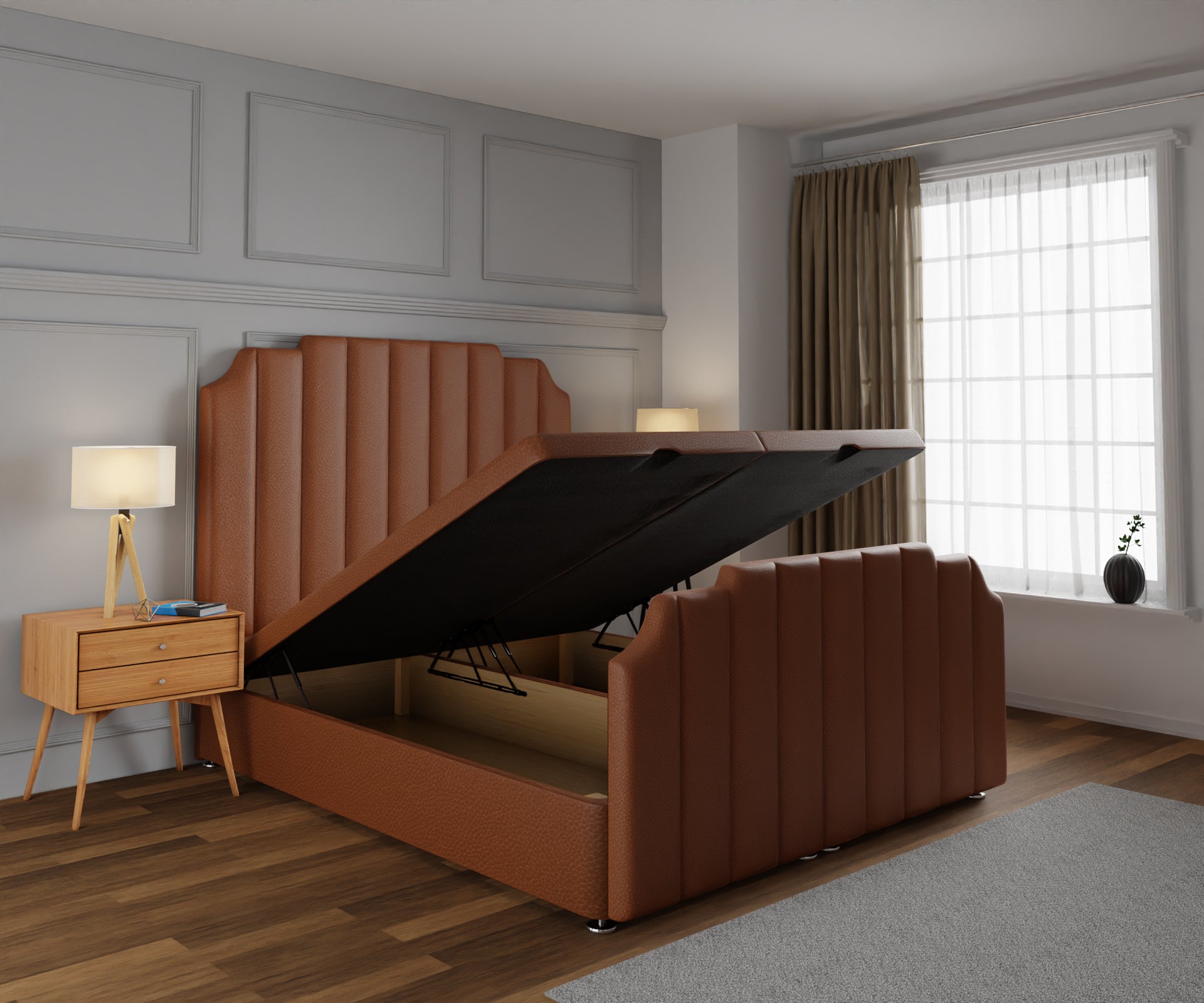Hampton Ottoman Storage Divan Bed Base And Headboard With Footboard
