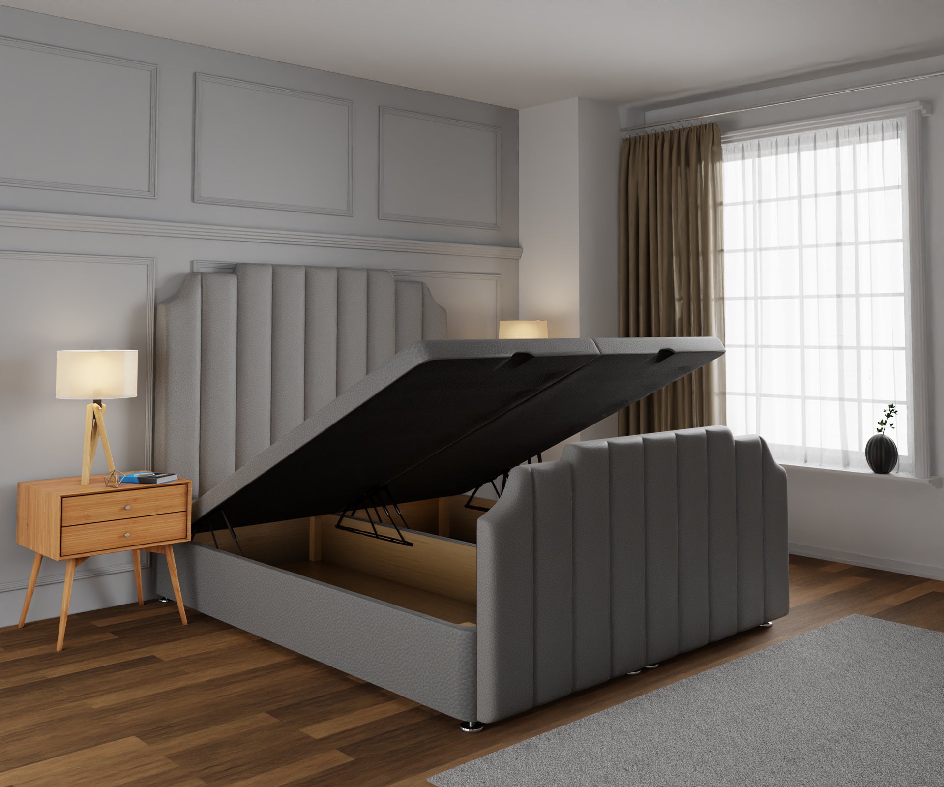 Hampton Ottoman Storage Divan Bed Base And Headboard With Footboard
