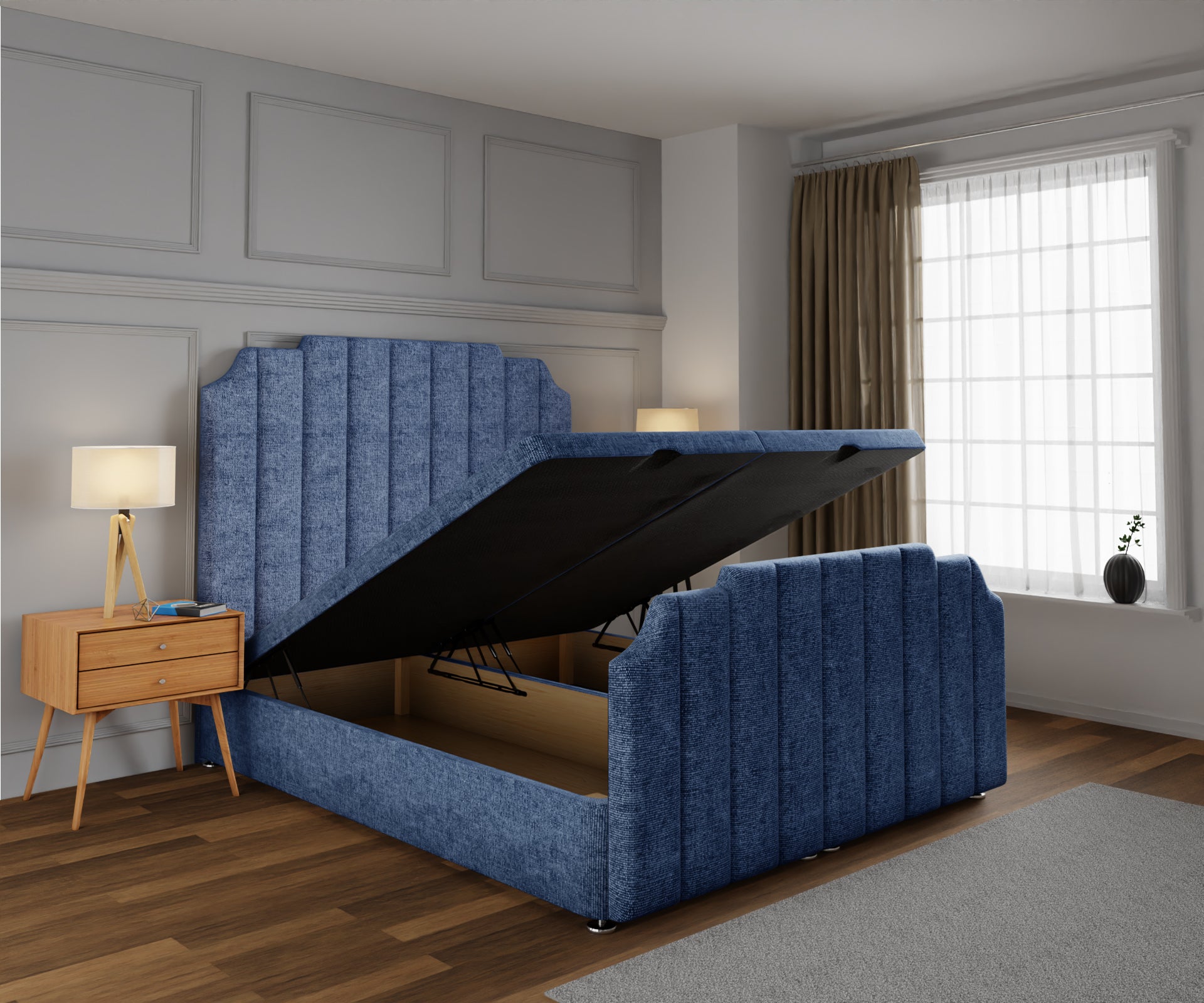 Hampton Ottoman Storage Divan Bed Base And Headboard With Footboard
