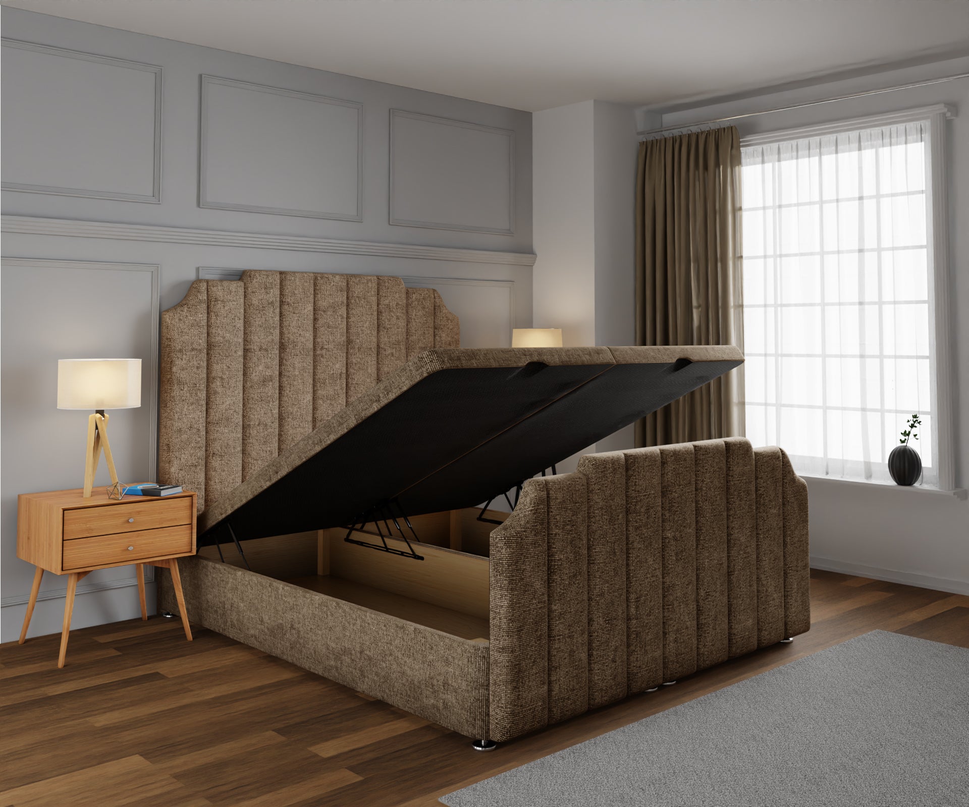 Hampton Ottoman Storage Divan Bed Base And Headboard With Footboard