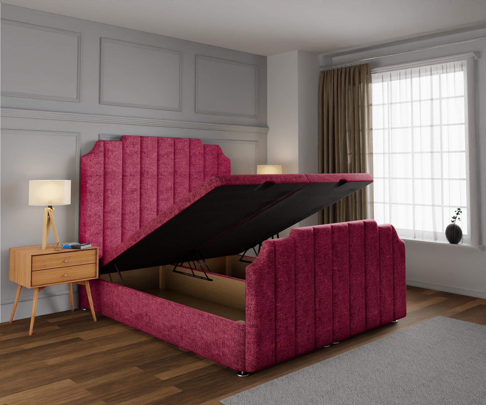 Hampton Ottoman Storage Divan Bed Base And Headboard With Footboard
