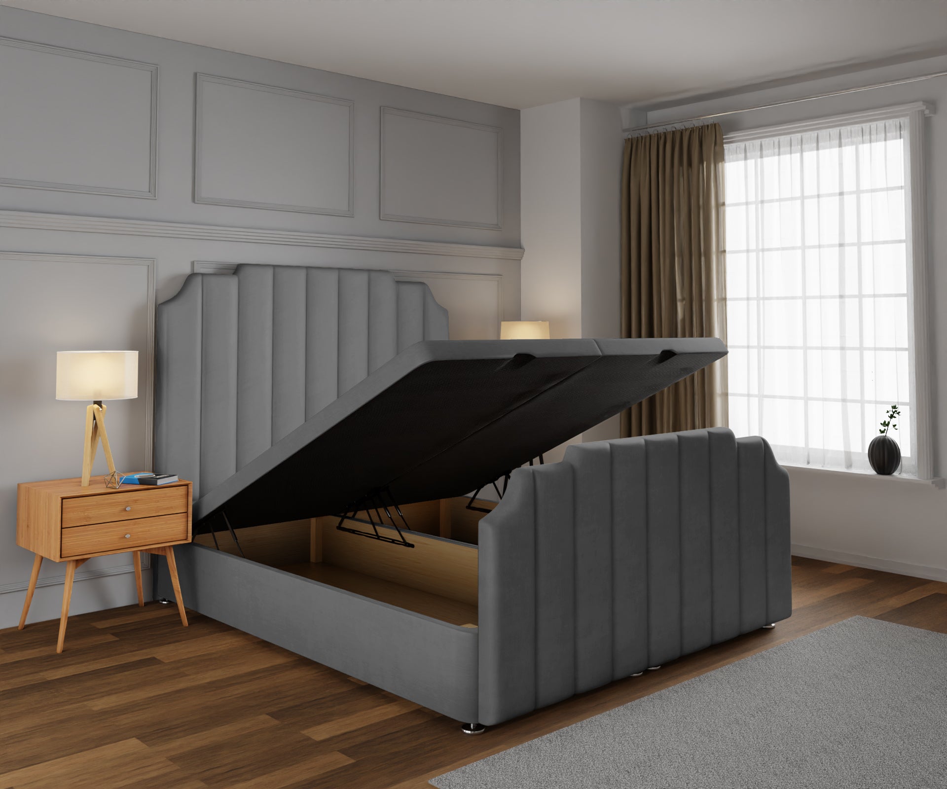 Hampton Ottoman Storage Divan Bed Base And Headboard With Footboard