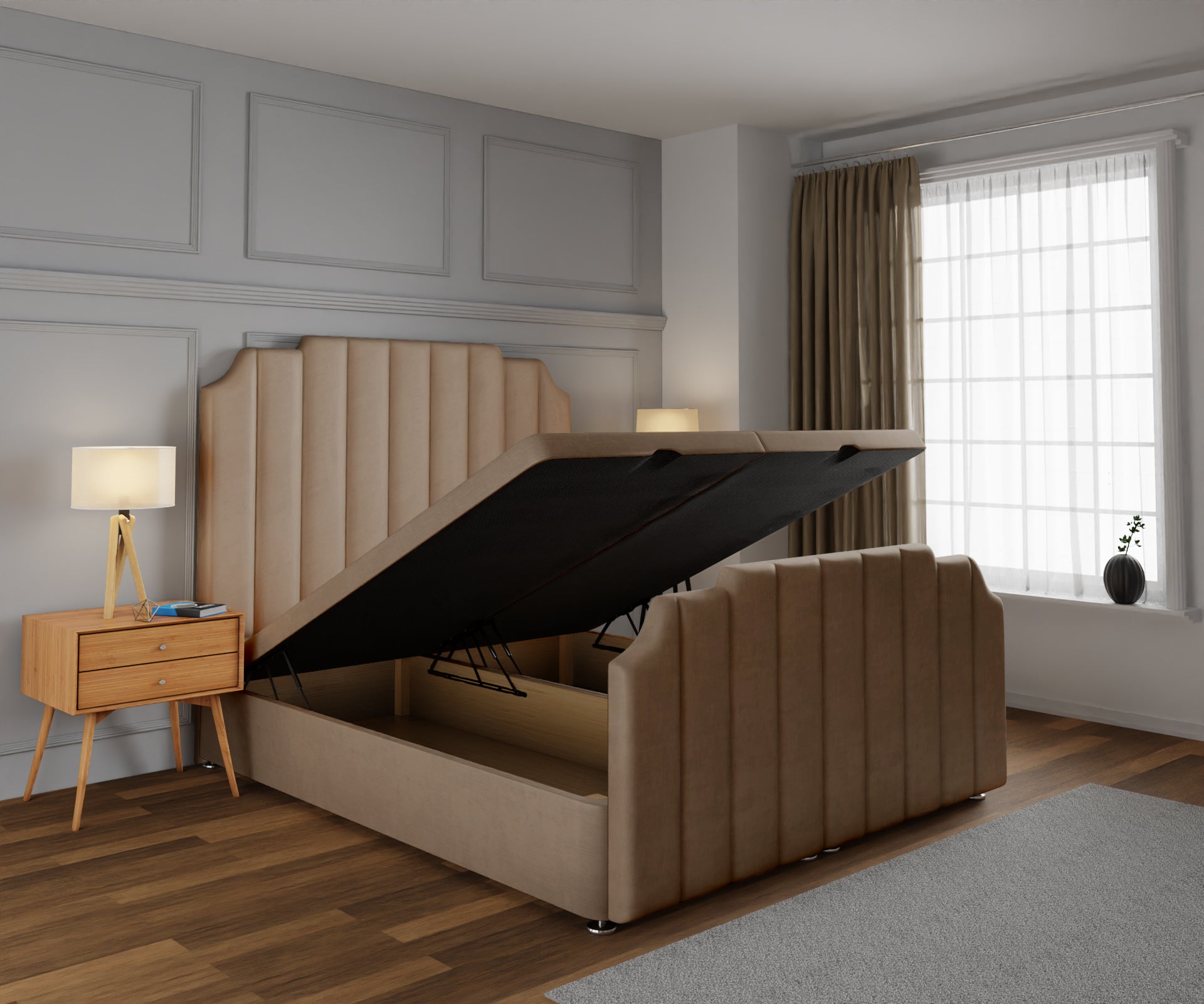 Hampton Ottoman Storage Divan Bed Base And Headboard With Footboard