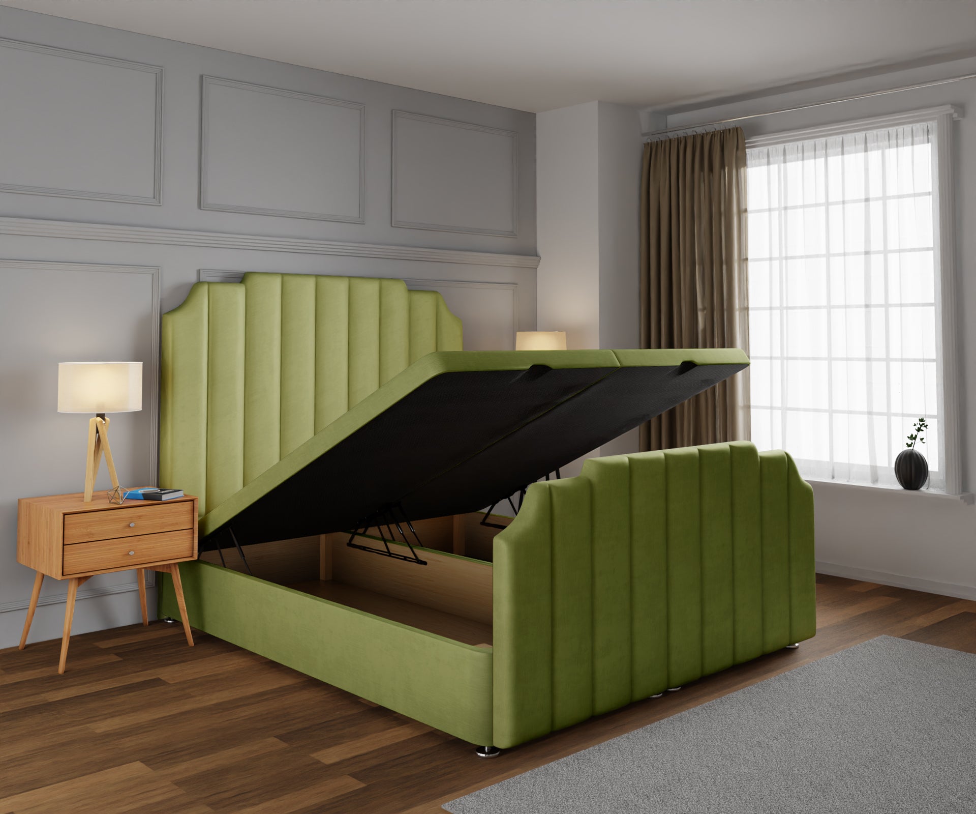 Hampton Ottoman Storage Divan Bed Base And Headboard With Footboard