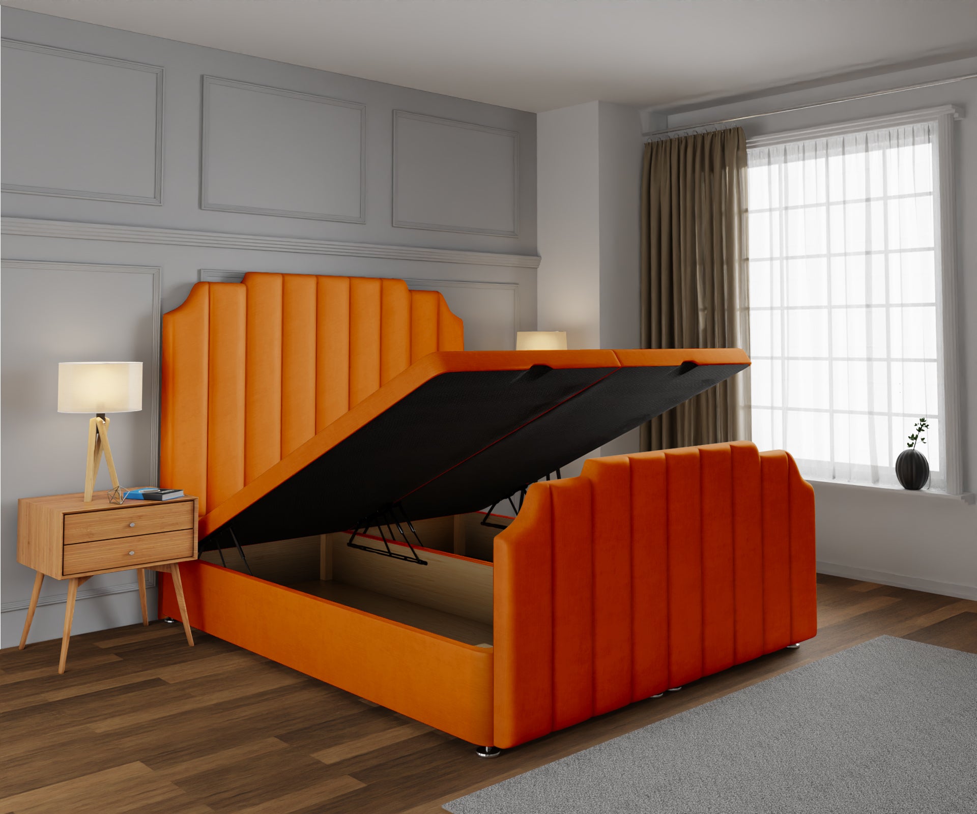 Hampton Ottoman Storage Divan Bed Base And Headboard With Footboard