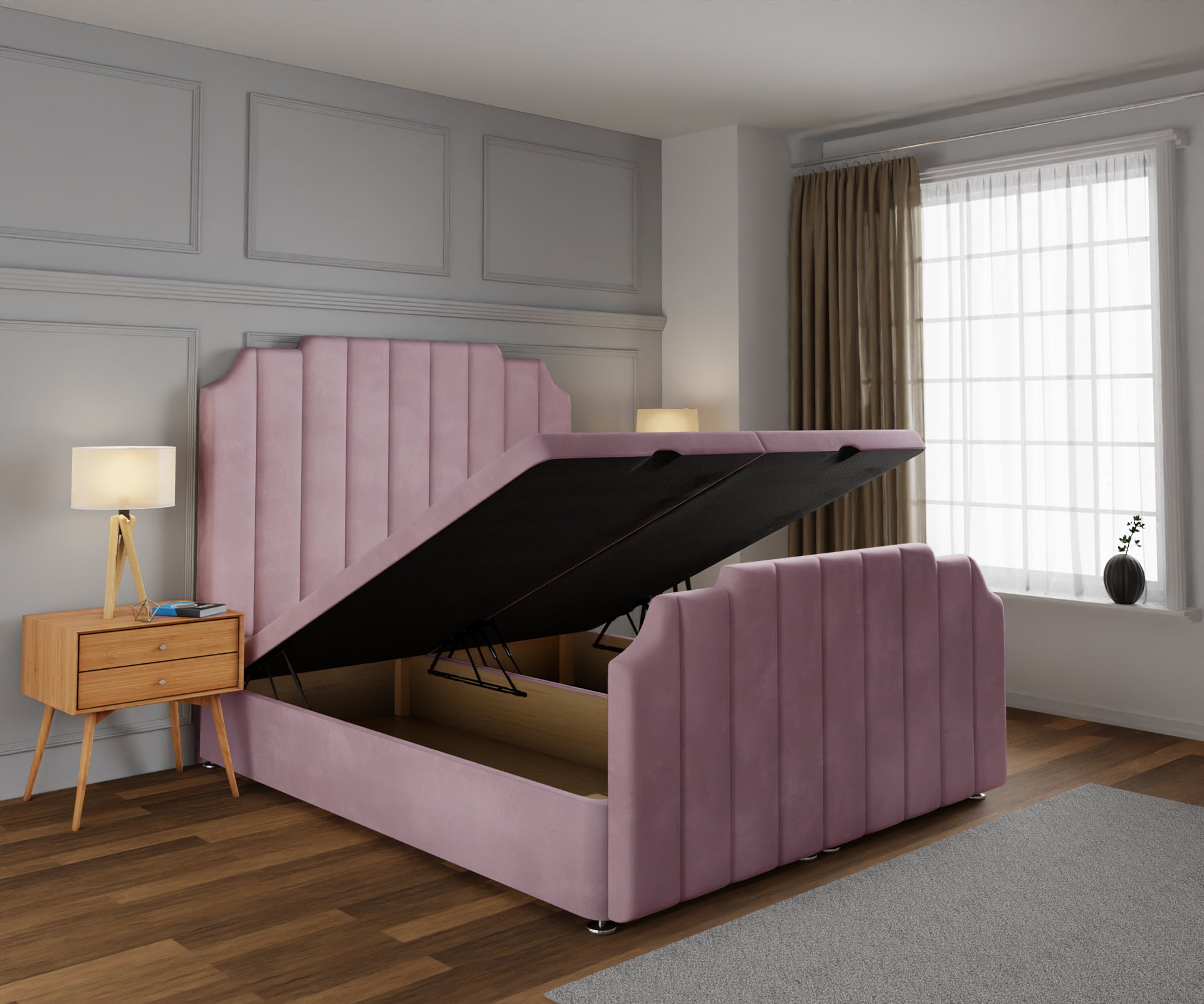 Hampton Ottoman Storage Divan Bed Base And Headboard With Footboard