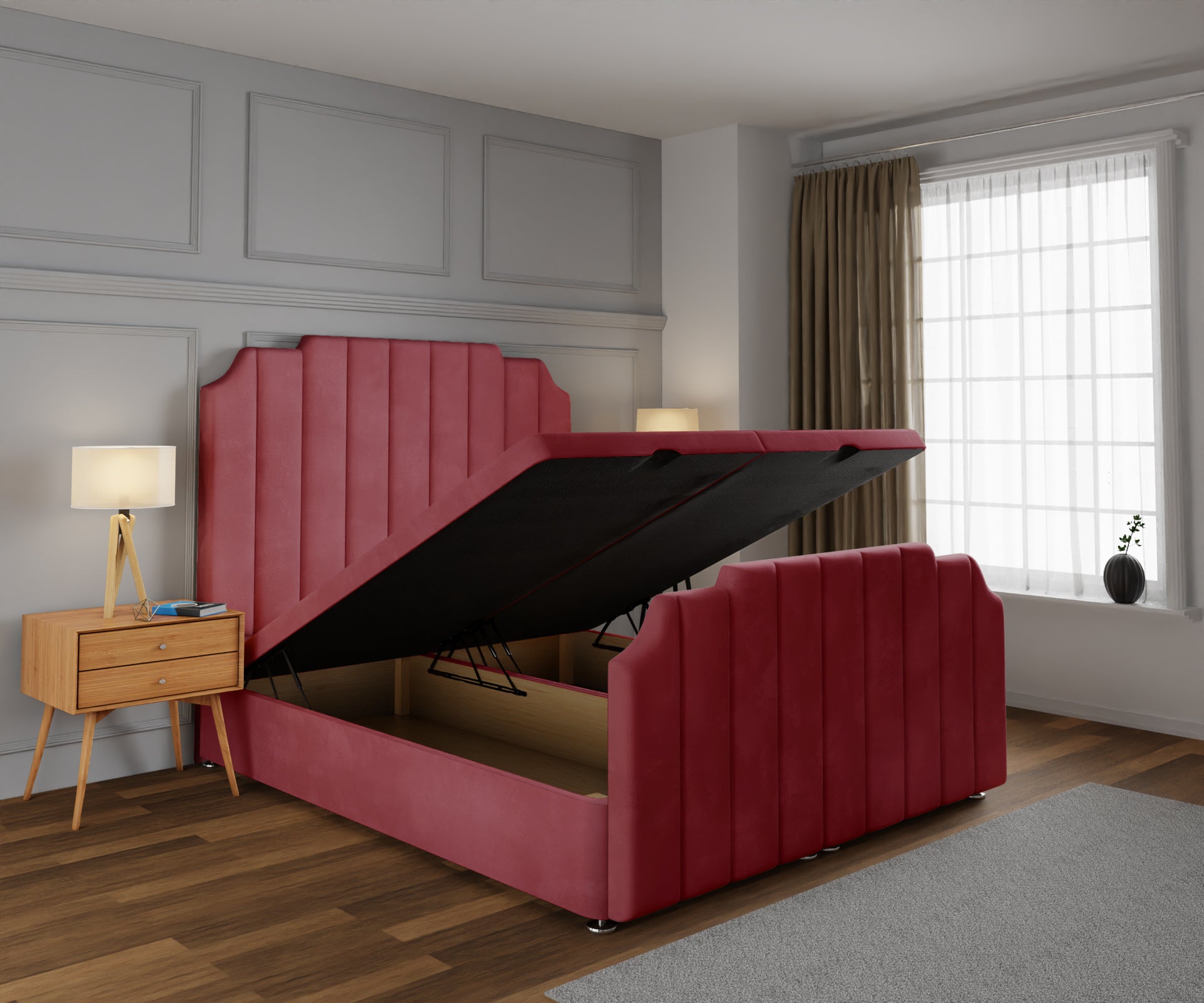 Hampton Ottoman Storage Divan Bed Base And Headboard With Footboard