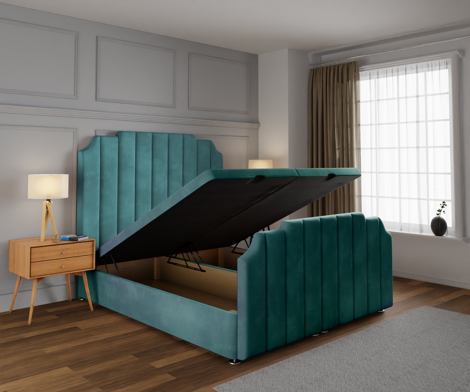 Hampton Ottoman Storage Divan Bed Base And Headboard With Footboard