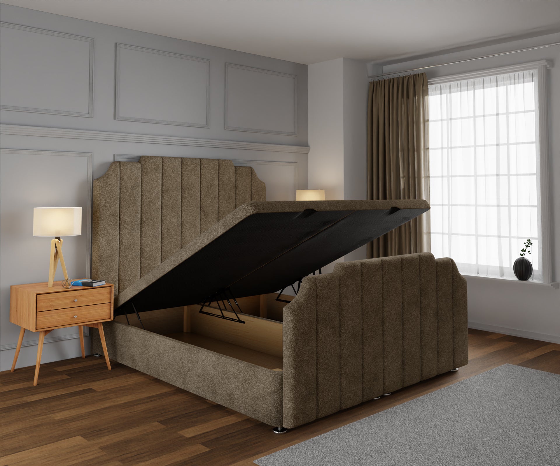 Hampton Ottoman Storage Divan Bed Base And Headboard With Footboard
