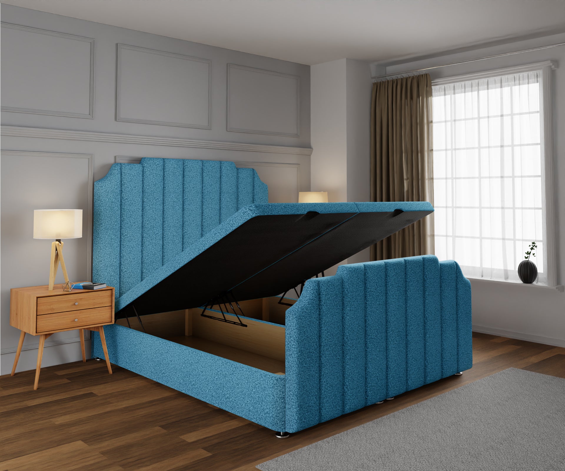 Hampton Ottoman Storage Divan Bed Base And Headboard With Footboard