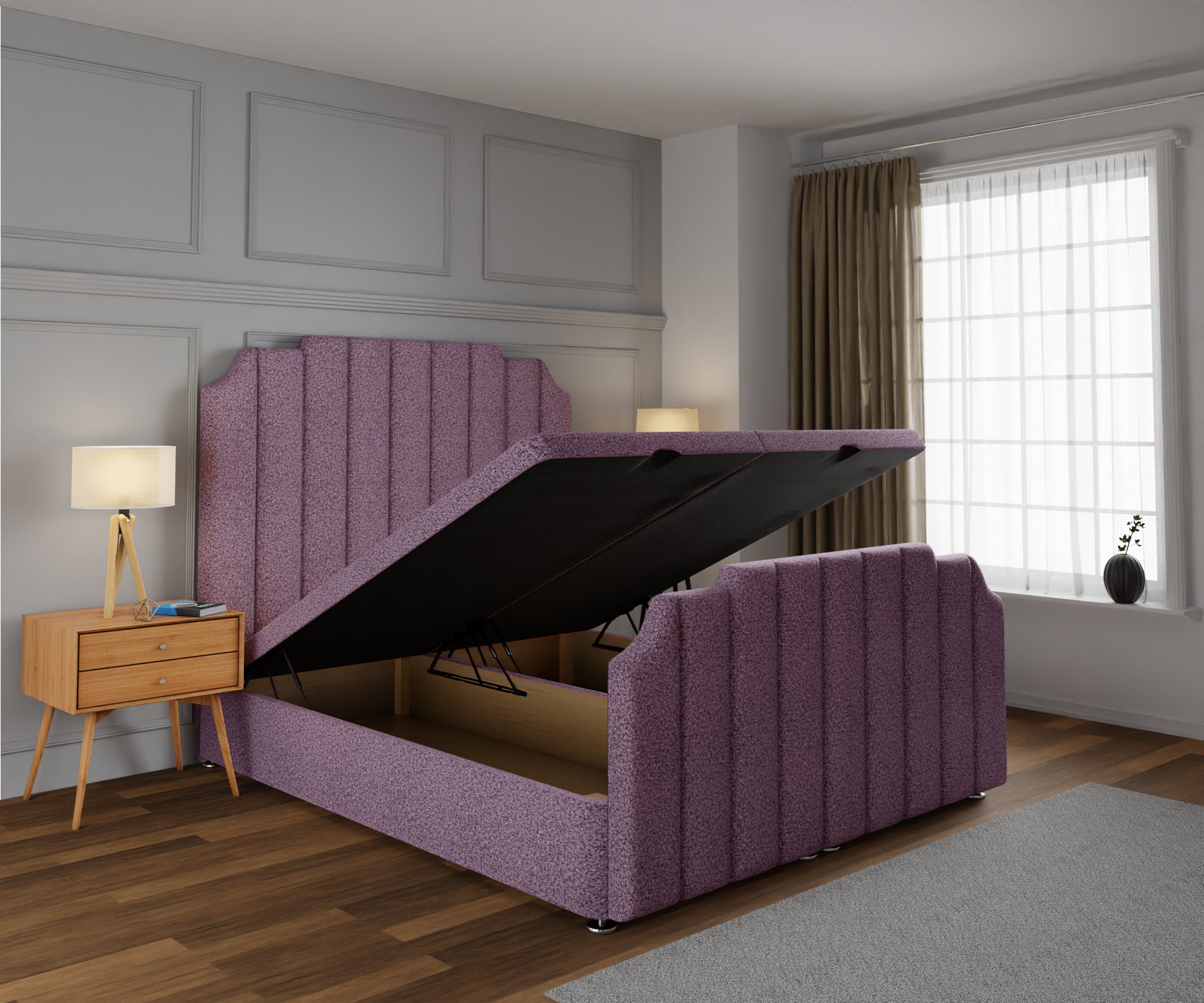 Hampton Ottoman Storage Divan Bed Base And Headboard With Footboard