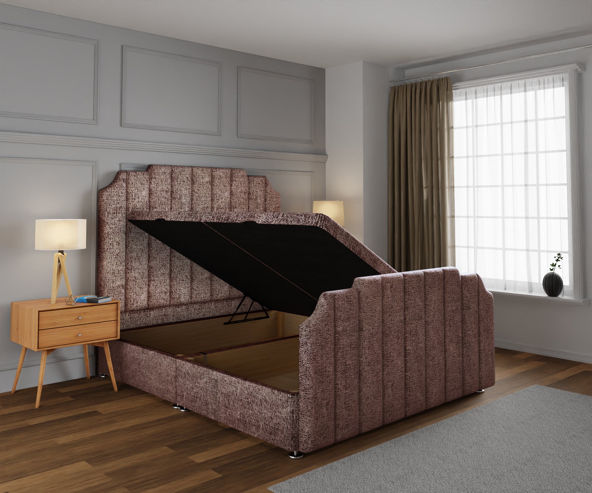 Hampton Ottoman Storage Divan Bed Base And Headboard With Footboard