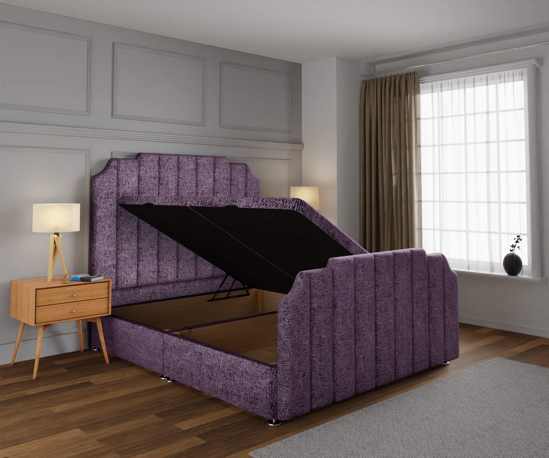 Hampton Ottoman Storage Divan Bed Base And Headboard With Footboard
