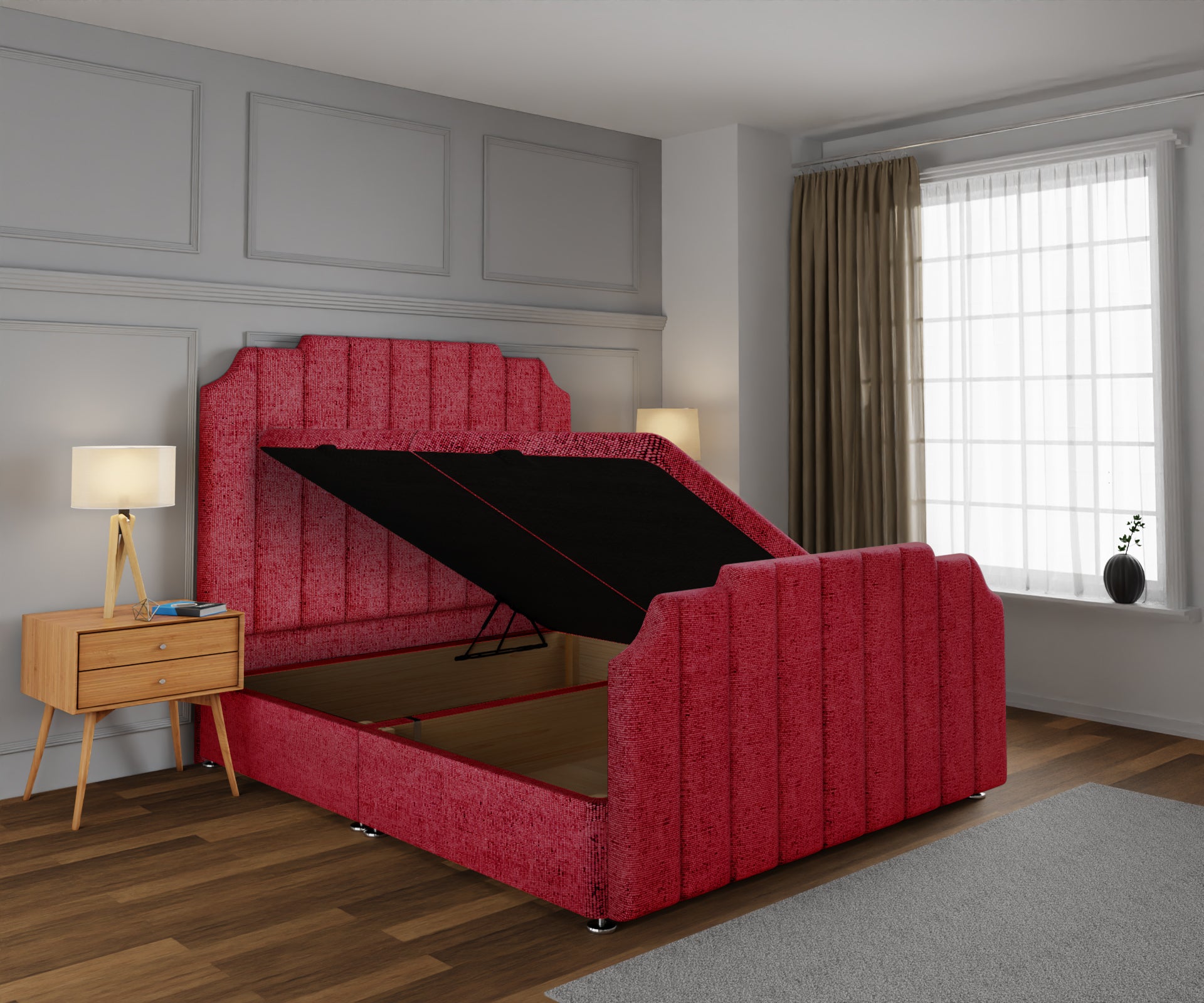 Hampton Ottoman Storage Divan Bed Base And Headboard With Footboard