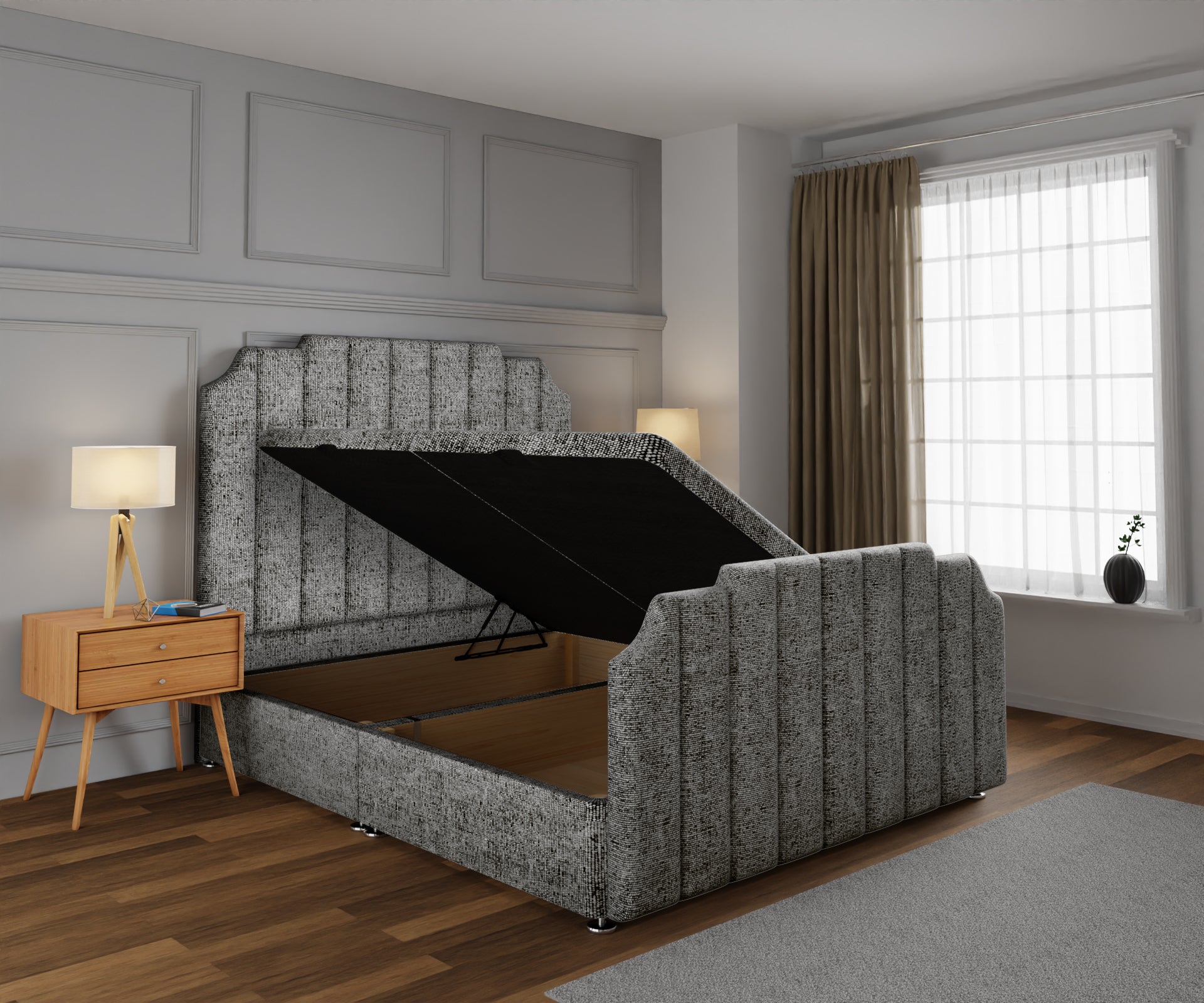 Hampton Ottoman Storage Divan Bed Base And Headboard With Footboard
