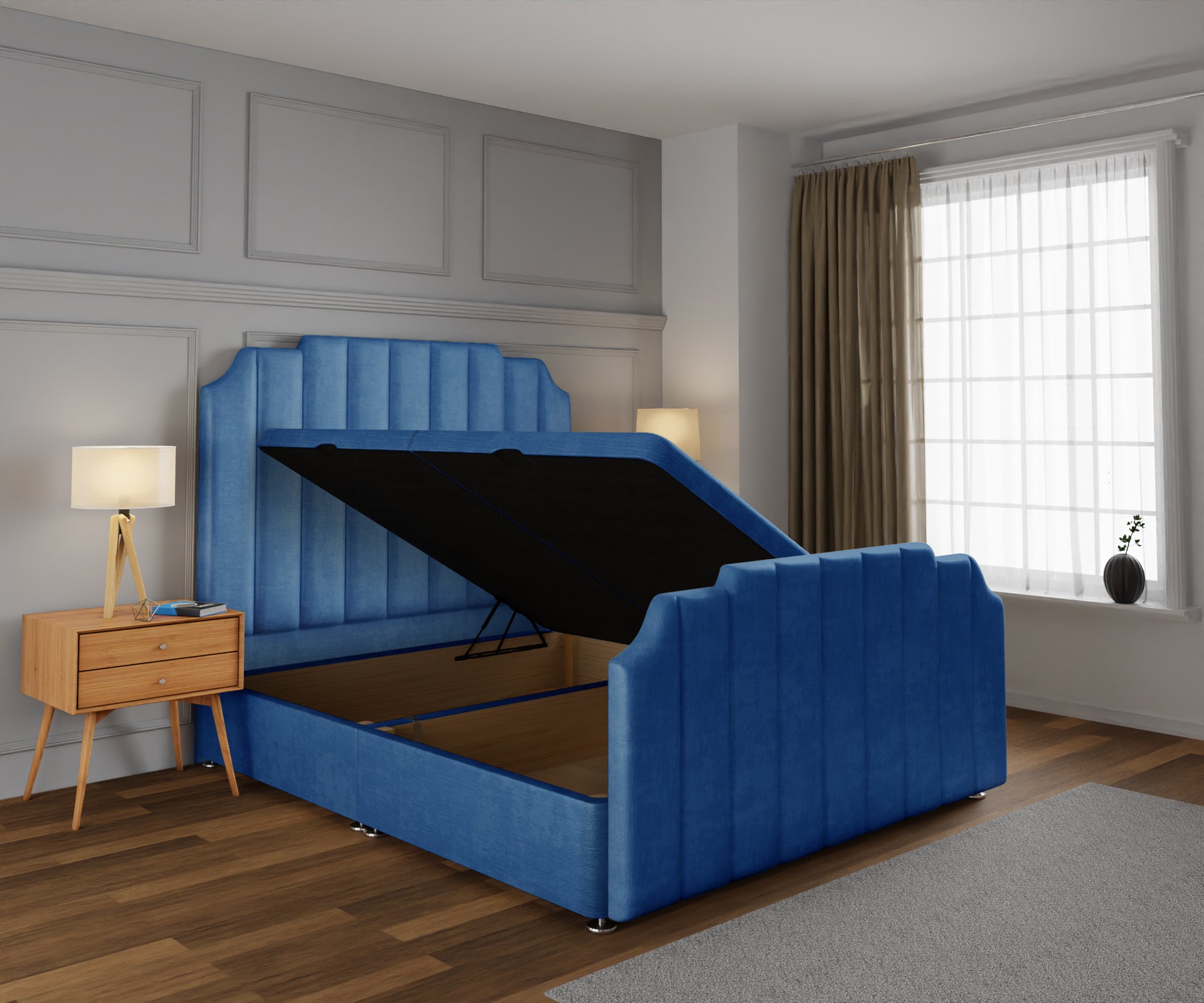 Hampton Ottoman Storage Divan Bed Base And Headboard With Footboard
