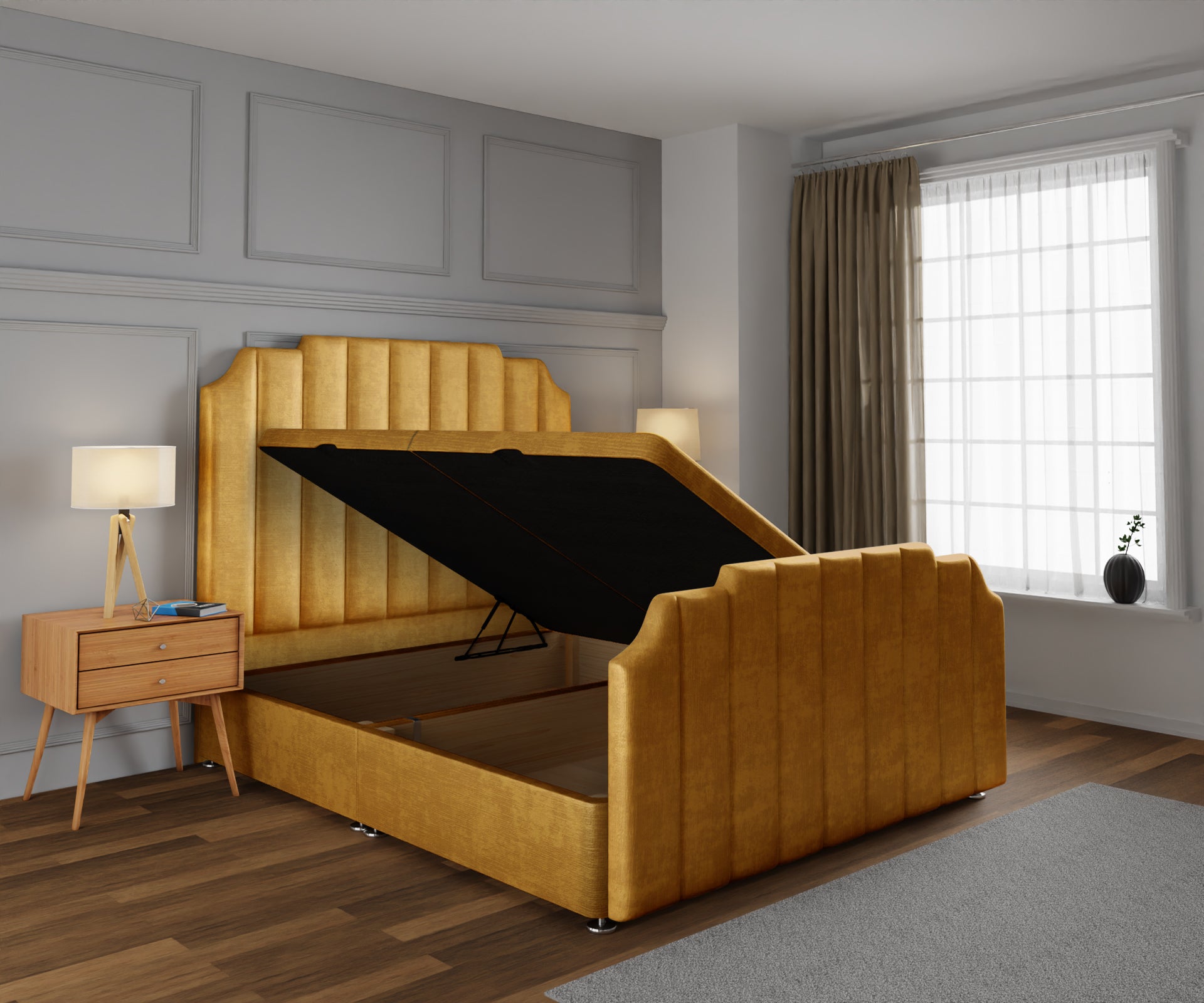 Hampton Ottoman Storage Divan Bed Base And Headboard With Footboard