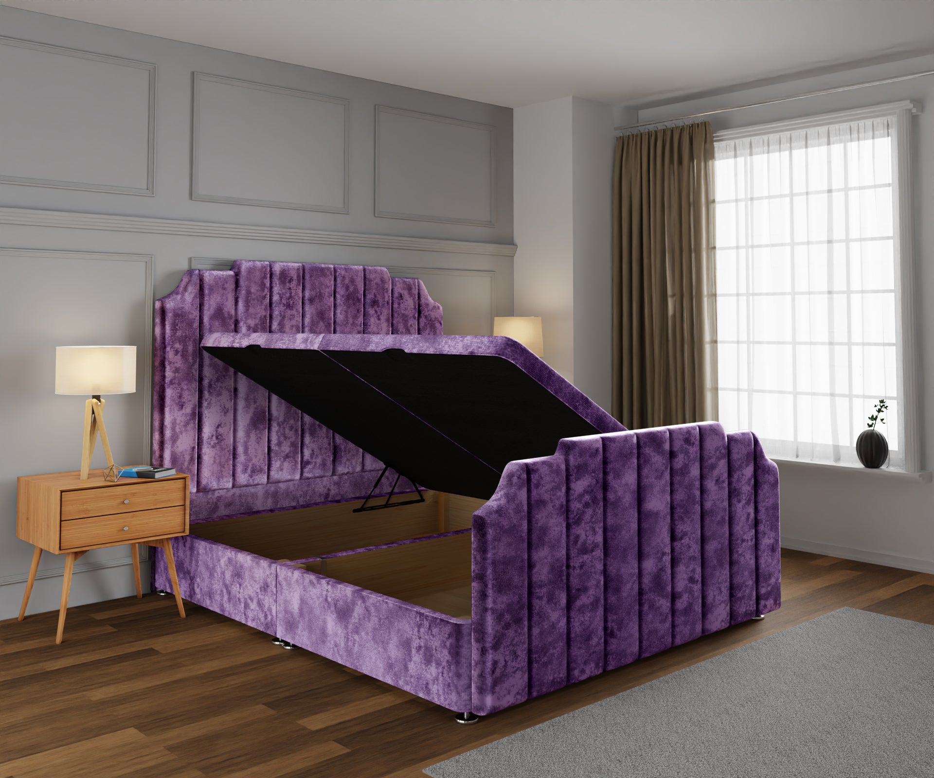 Hampton Ottoman Storage Divan Bed Base And Headboard With Footboard