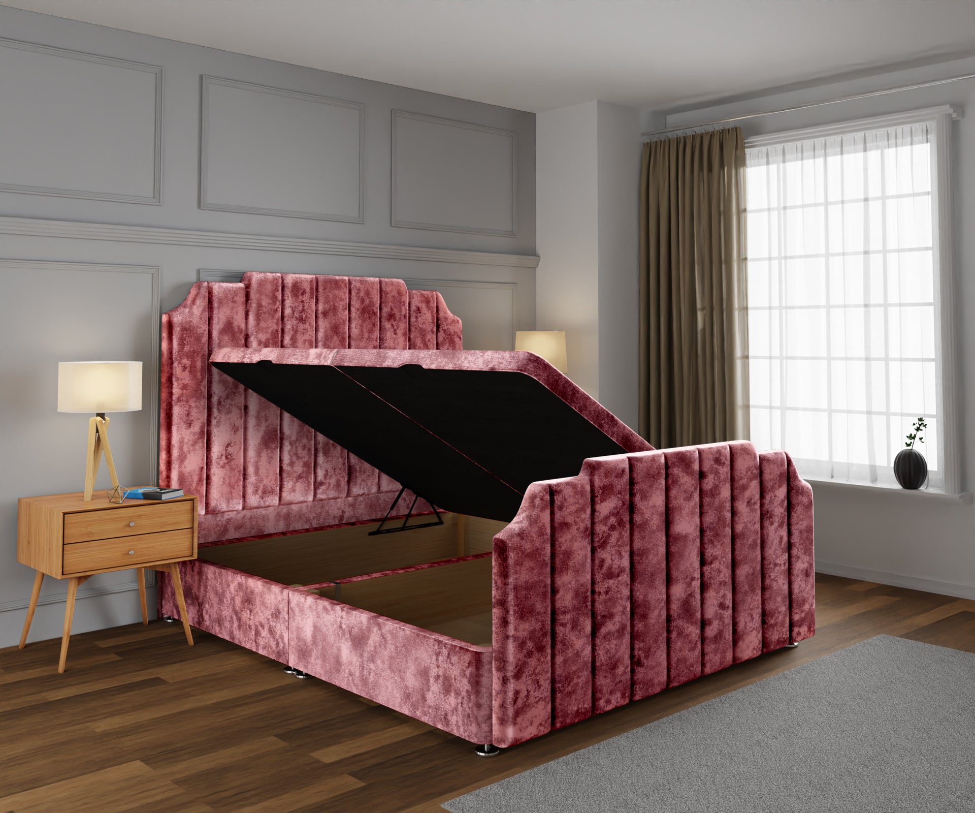 Hampton Ottoman Storage Divan Bed Base And Headboard With Footboard