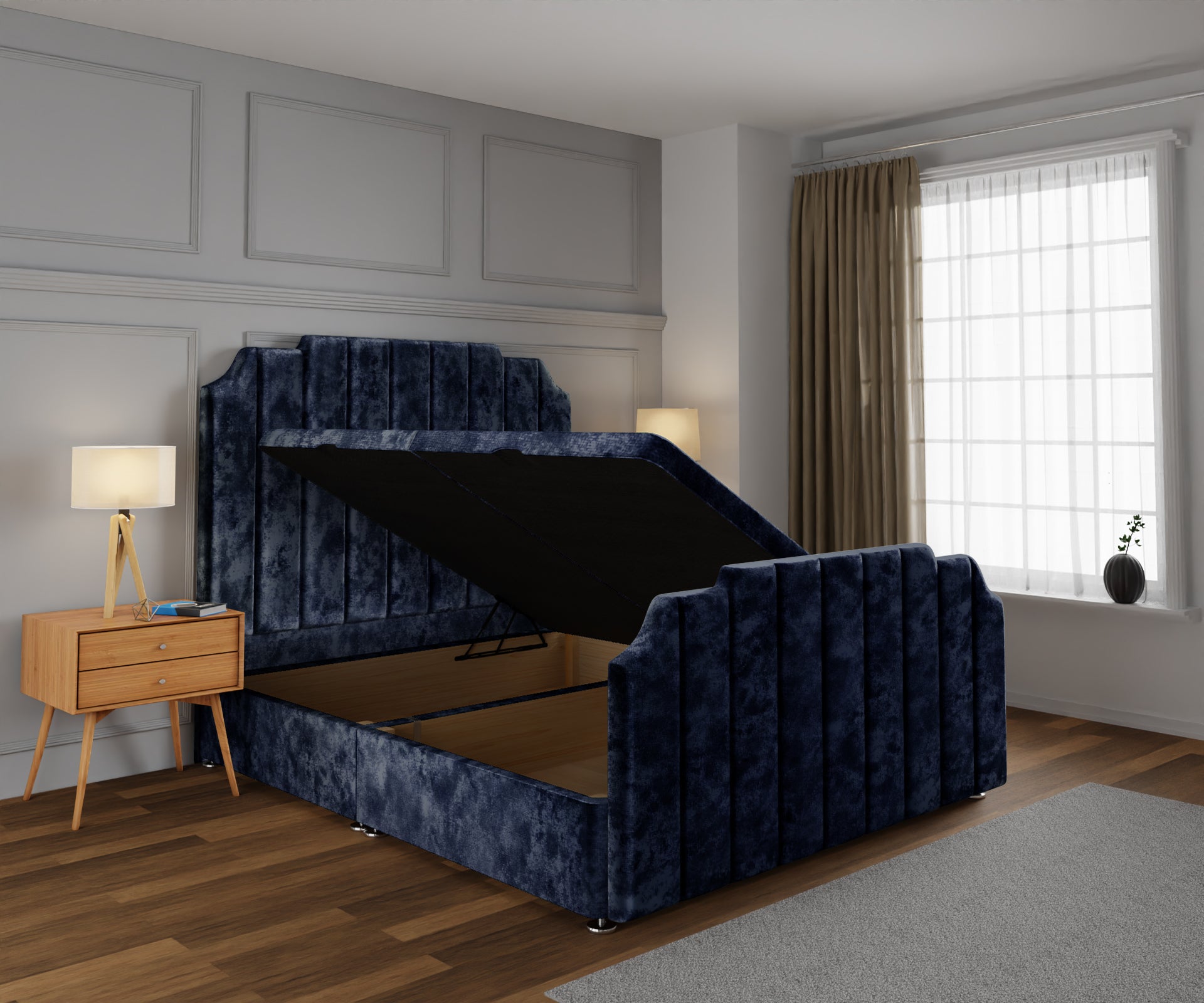 Hampton Ottoman Storage Divan Bed Base And Headboard With Footboard