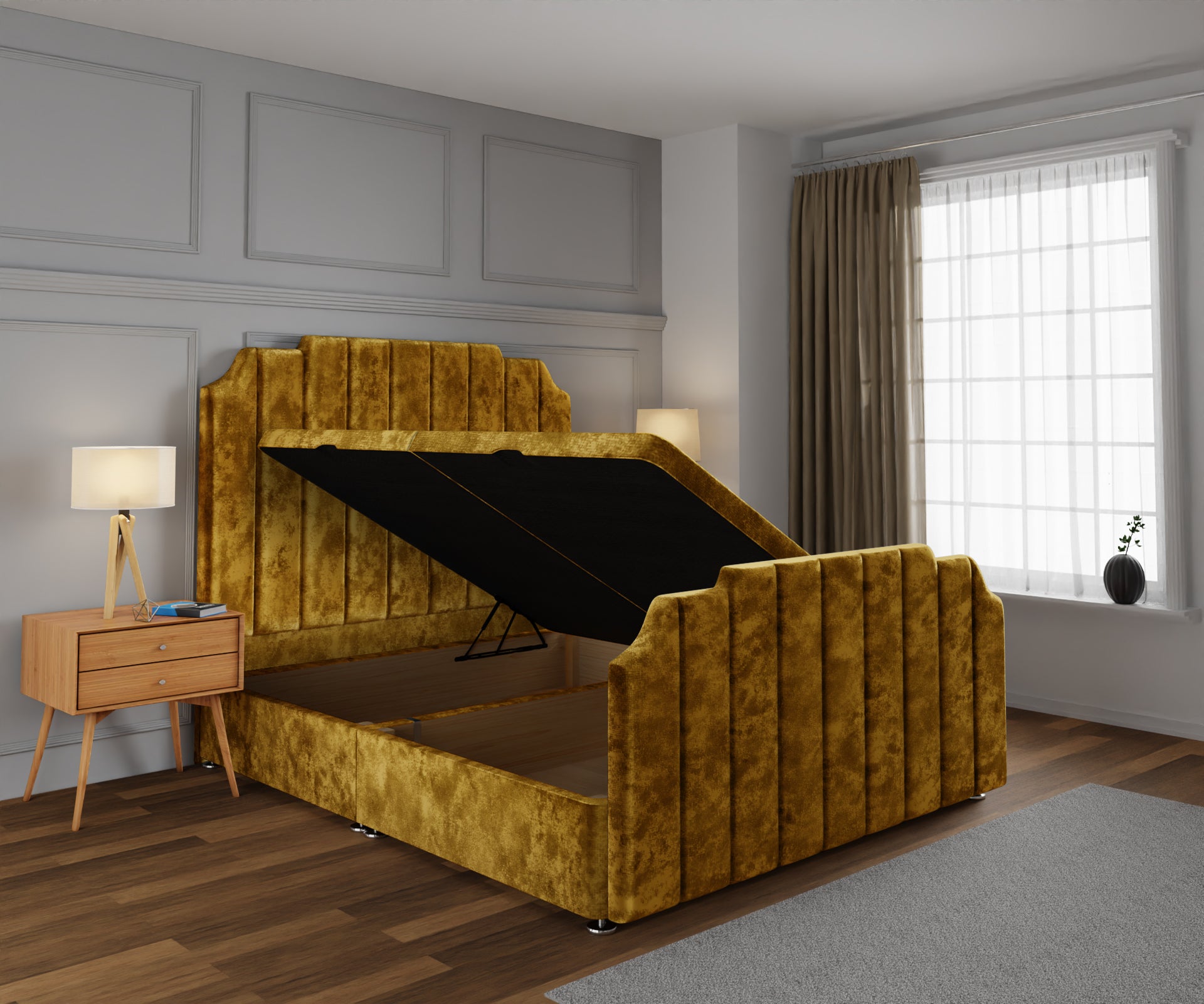 Hampton Ottoman Storage Divan Bed Base And Headboard With Footboard