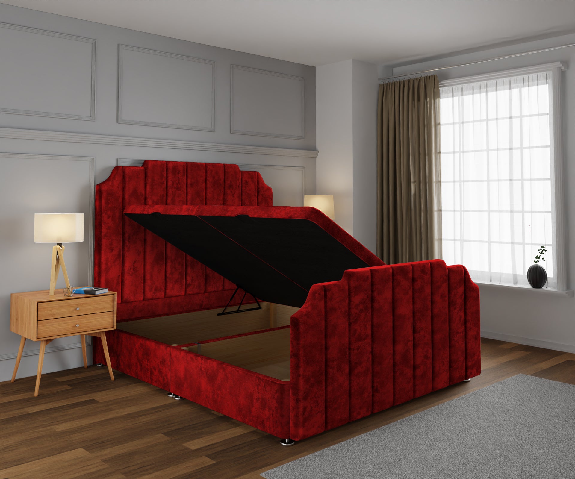 Hampton Ottoman Storage Divan Bed Base And Headboard With Footboard