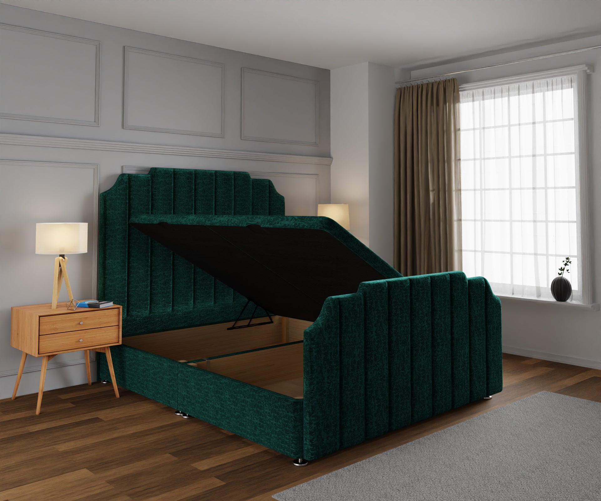 Hampton Ottoman Storage Divan Bed Base And Headboard With Footboard