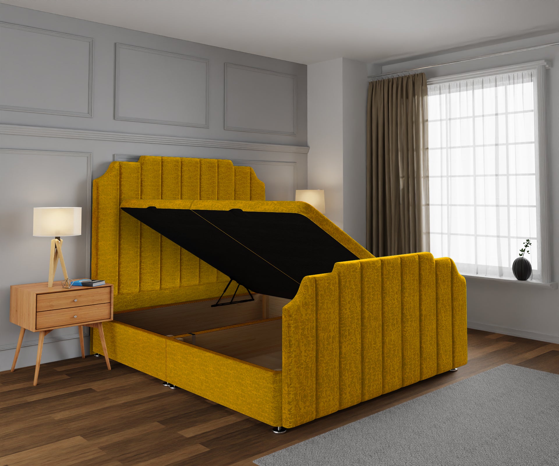 Hampton Ottoman Storage Divan Bed Base And Headboard With Footboard
