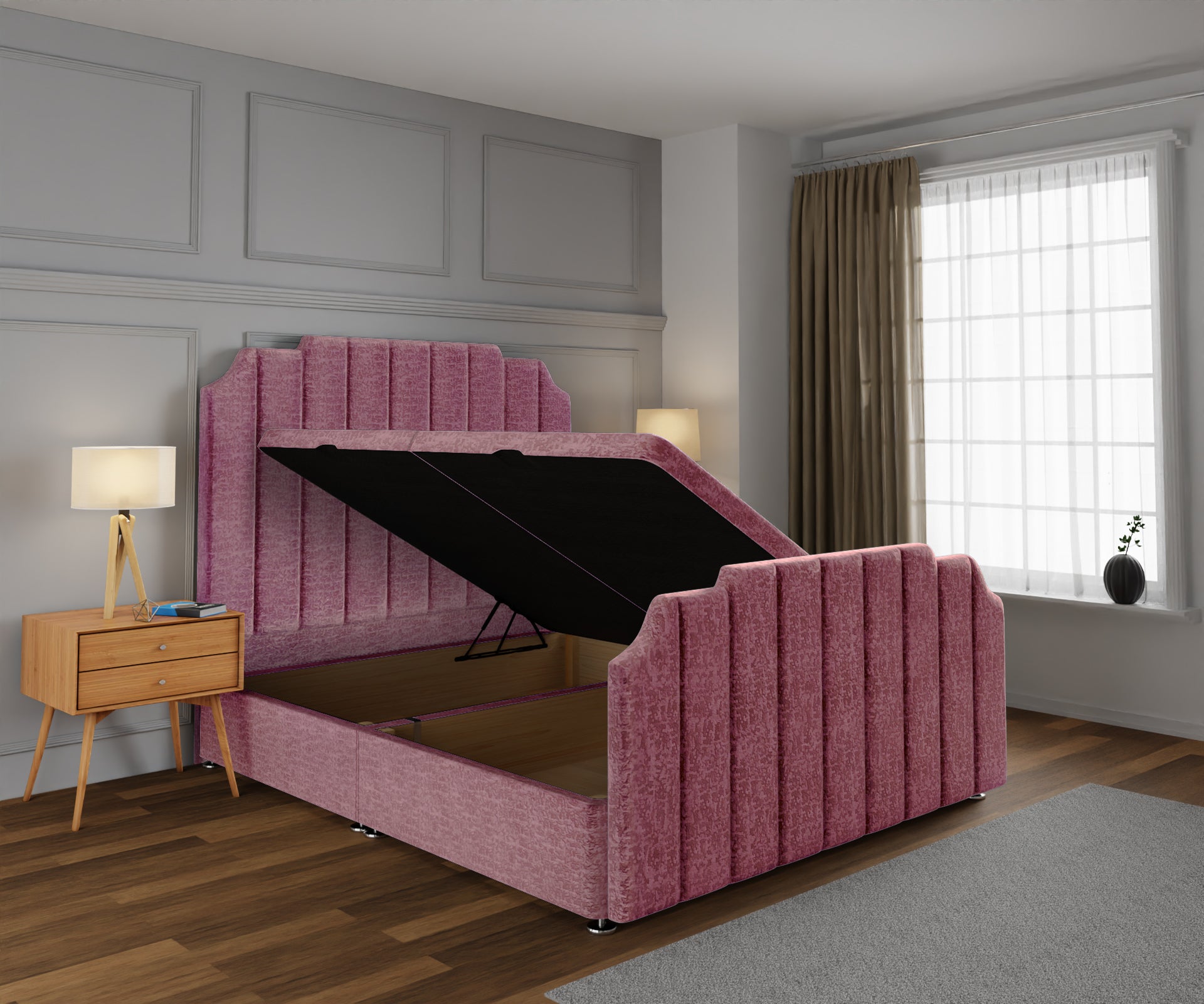 Hampton Ottoman Storage Divan Bed Base And Headboard With Footboard