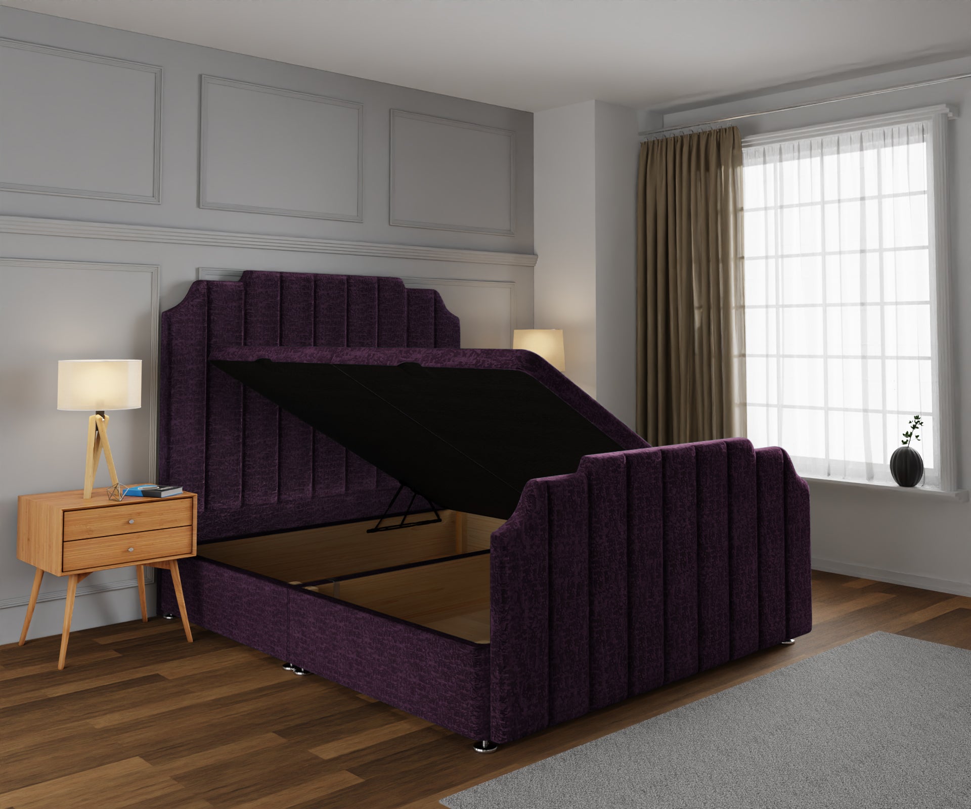 Hampton Ottoman Storage Divan Bed Base And Headboard With Footboard