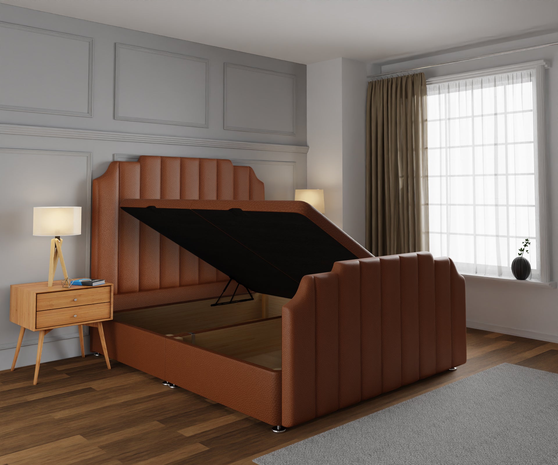 Hampton Ottoman Storage Divan Bed Base And Headboard With Footboard