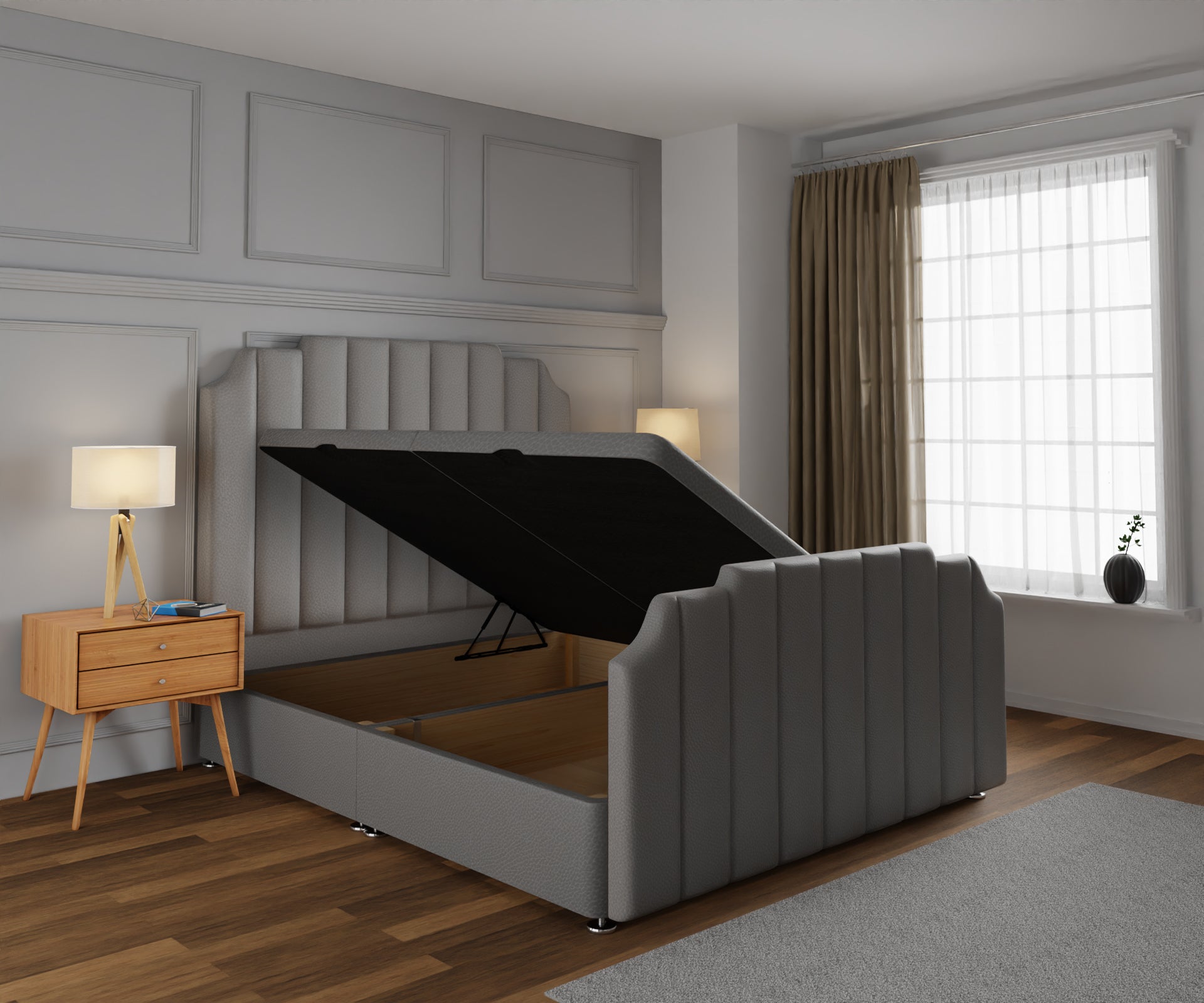 Hampton Ottoman Storage Divan Bed Base And Headboard With Footboard