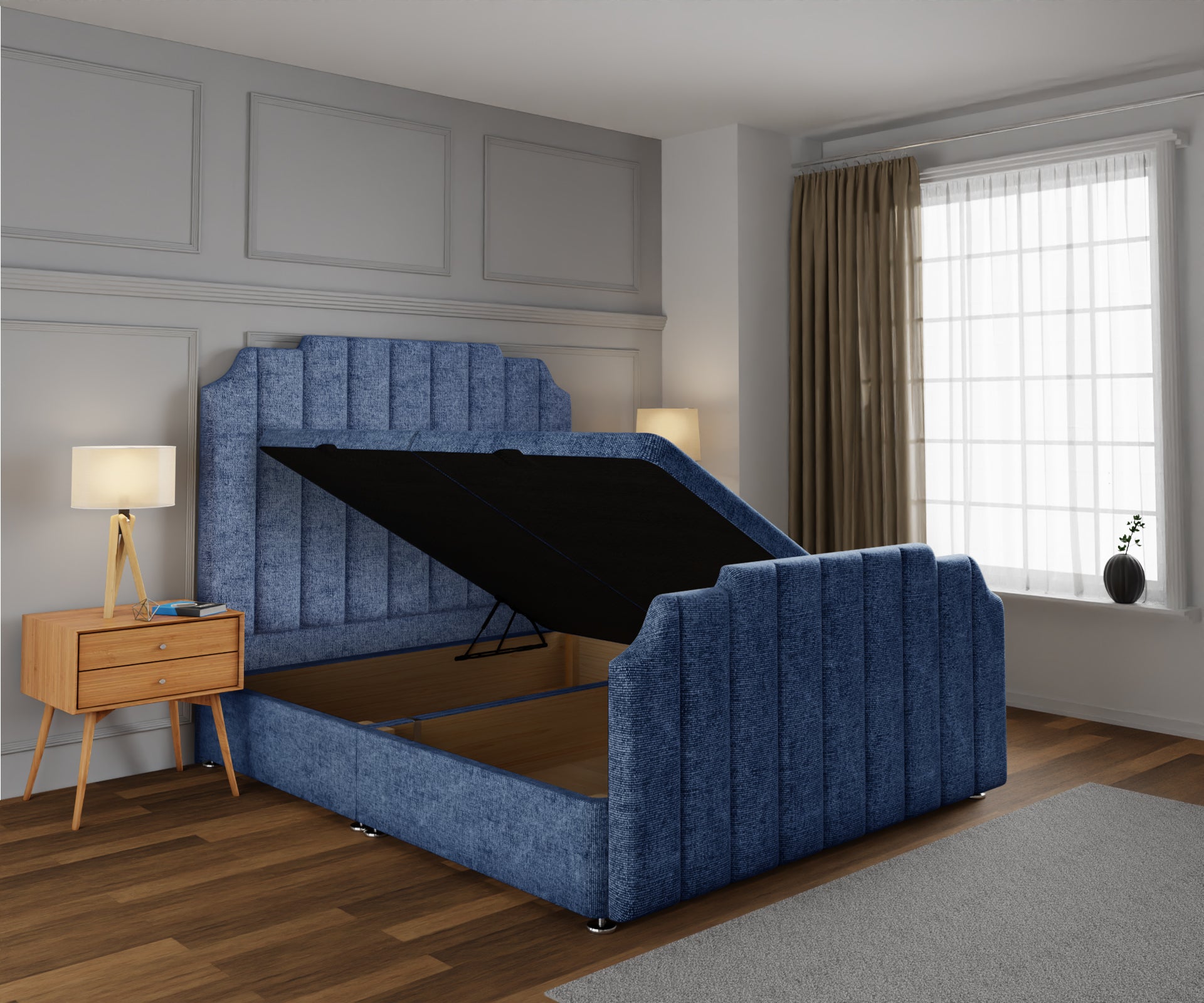 Hampton Ottoman Storage Divan Bed Base And Headboard With Footboard