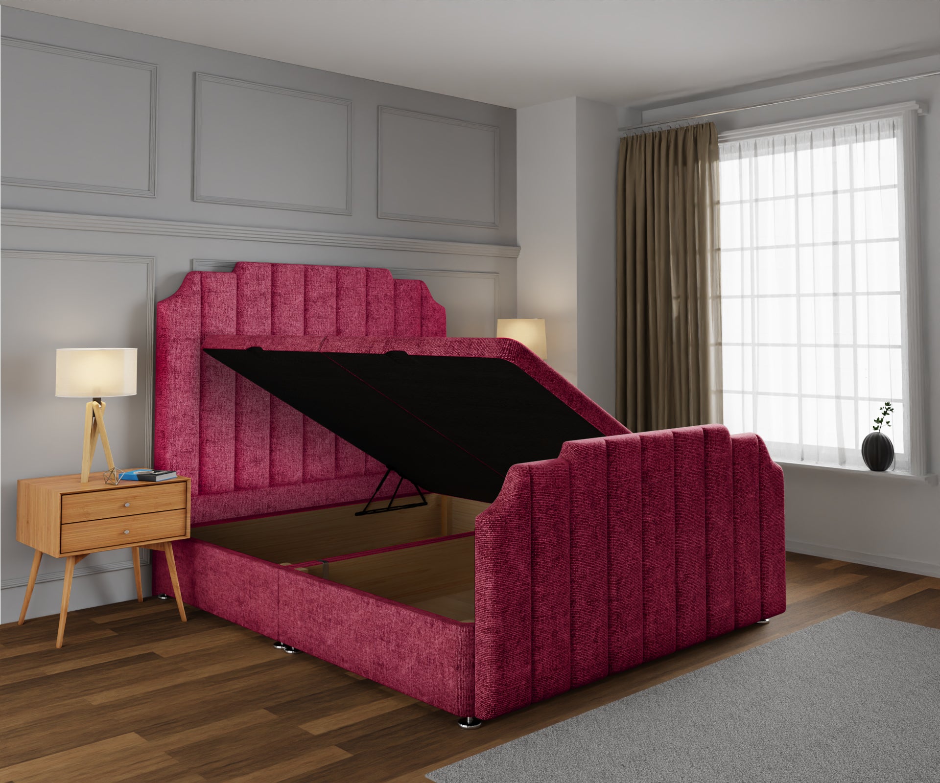 Hampton Ottoman Storage Divan Bed Base And Headboard With Footboard
