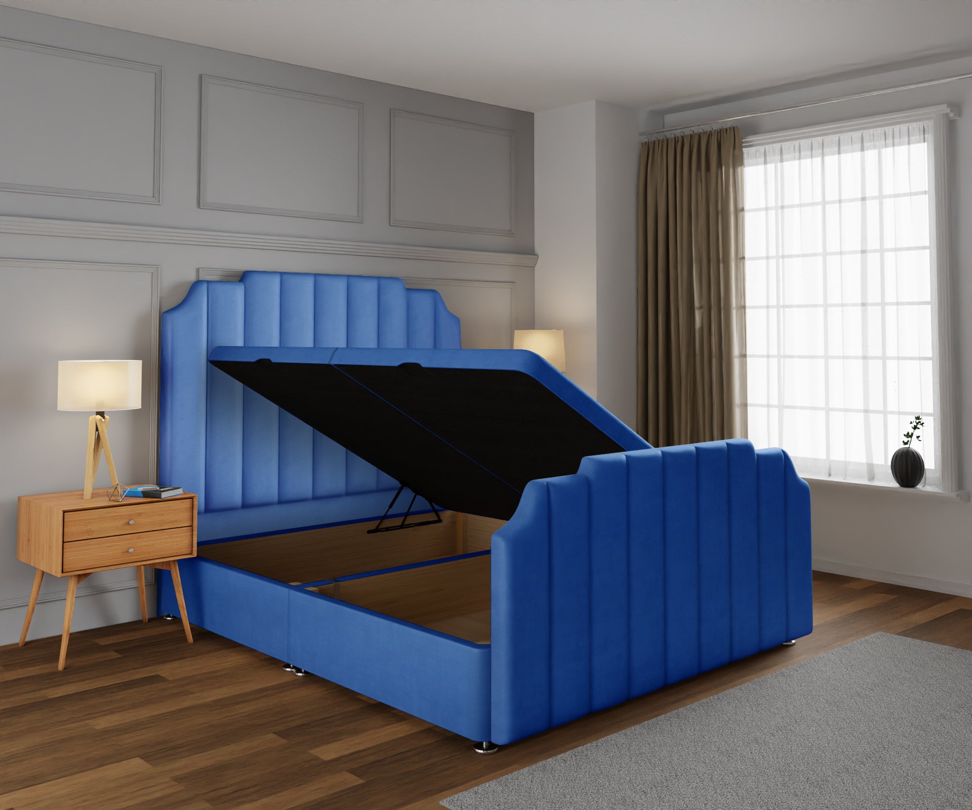 Hampton Ottoman Storage Divan Bed Base And Headboard With Footboard