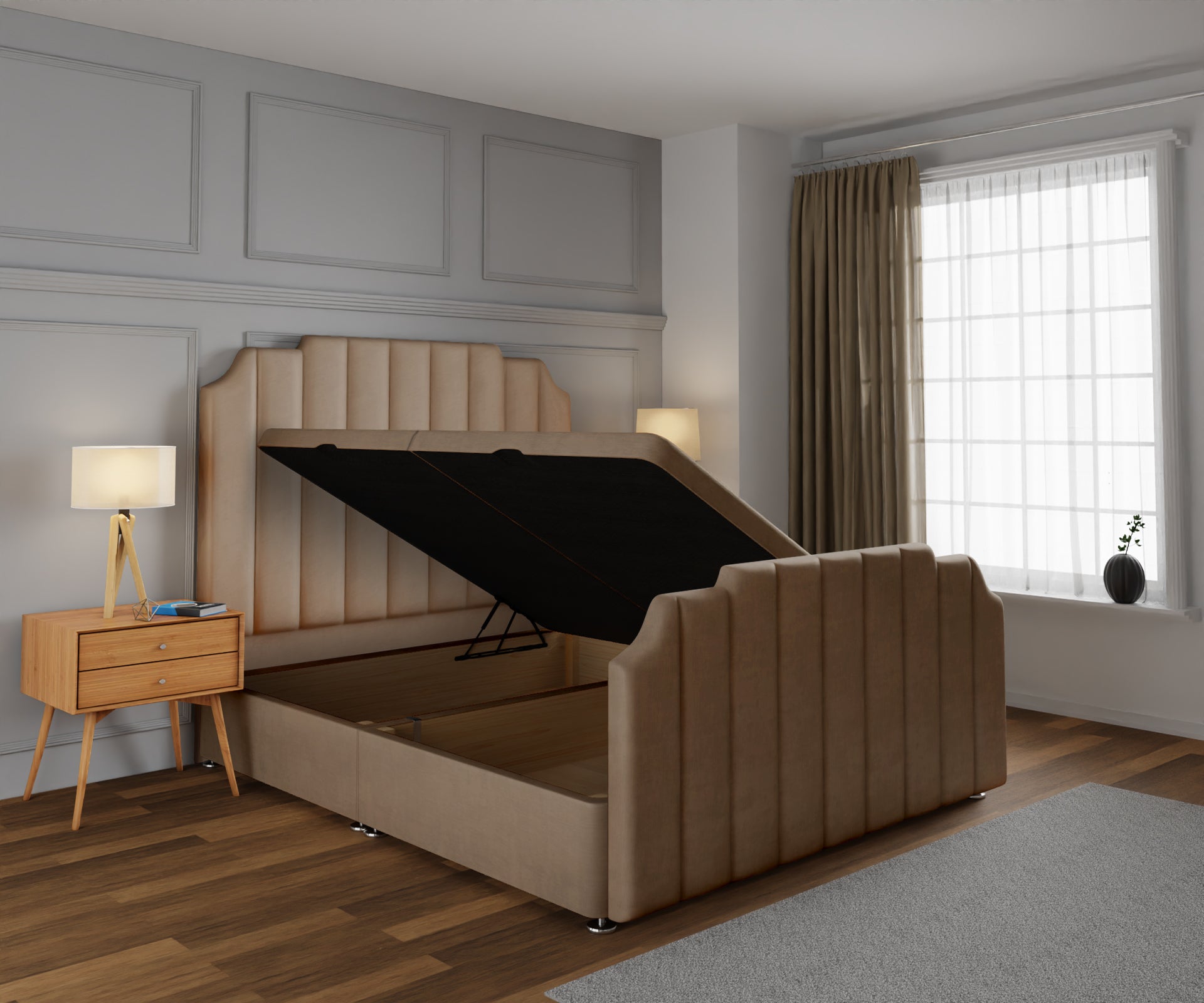 Hampton Ottoman Storage Divan Bed Base And Headboard With Footboard